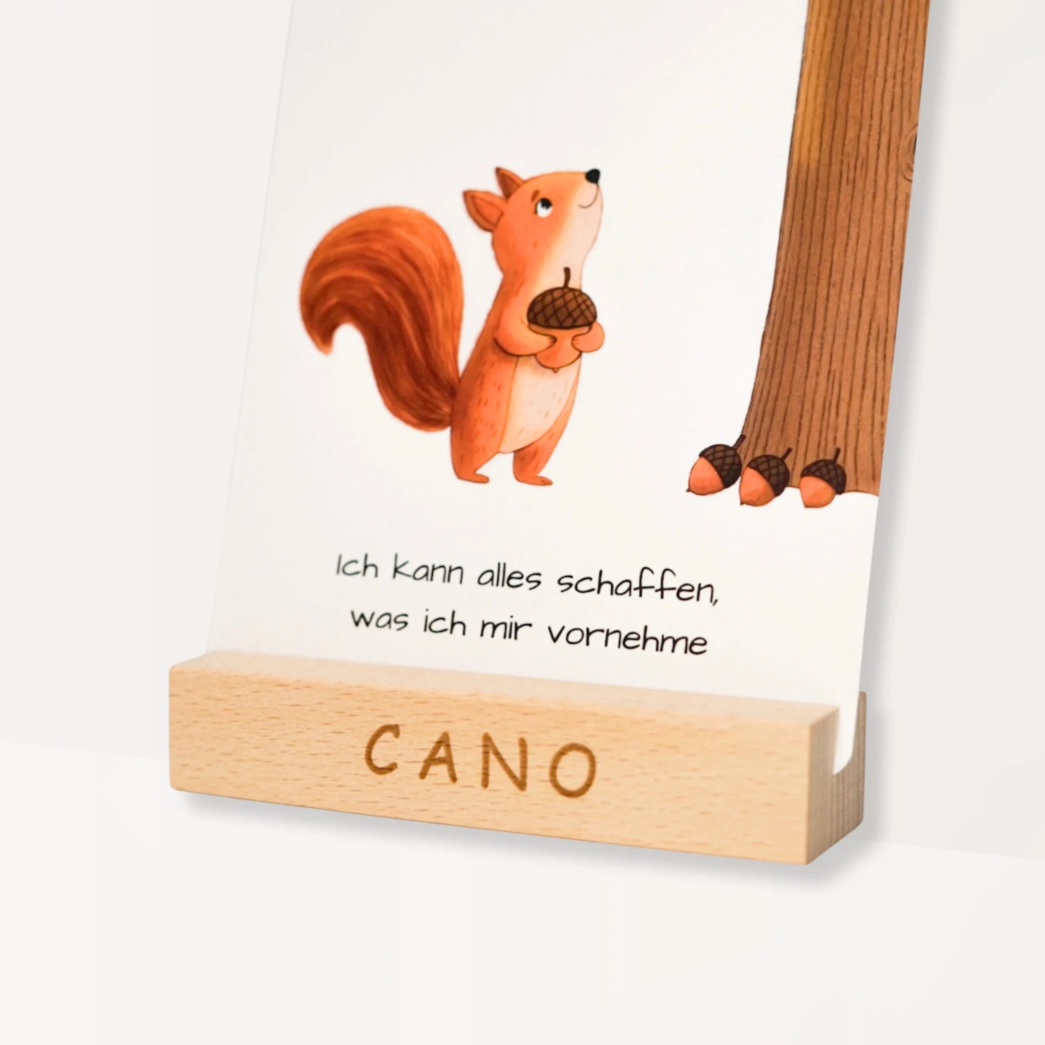 montessori kartenhalter für kinder affirmationskarten personalisiert in buche