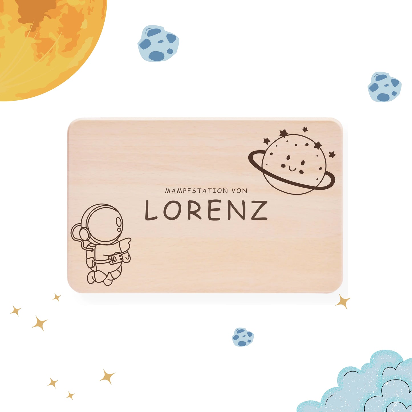 Frühstücksbrettchen für Kinder - personalisiert | SPACE