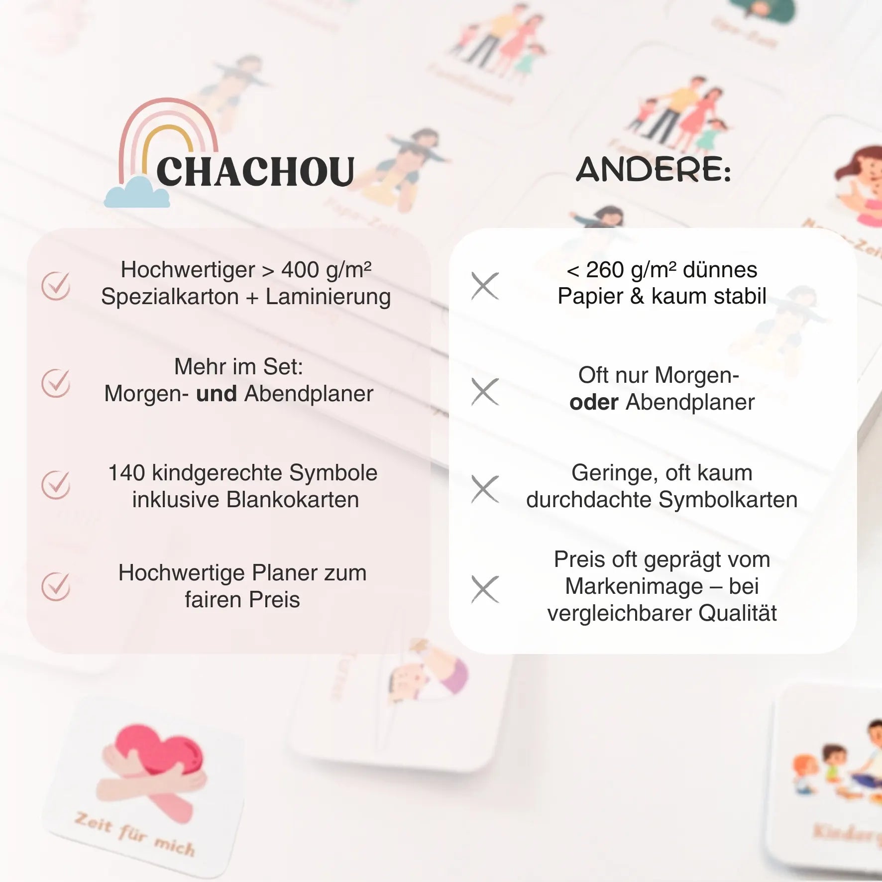 routineplaner kinder chachou vs. andere