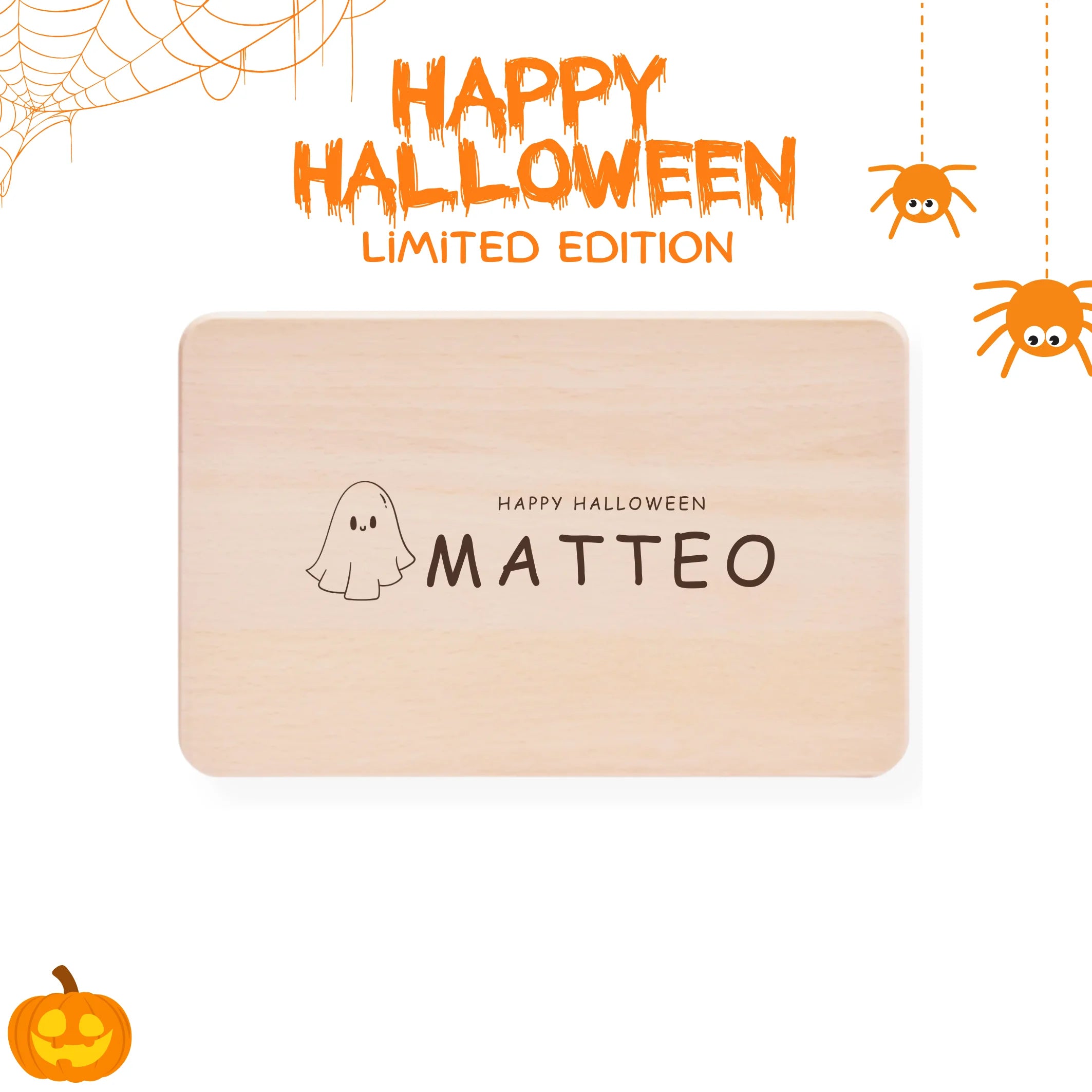frühstücksbrettchen für kinder mit wunschname personalisiert im halloween gespenst motiv