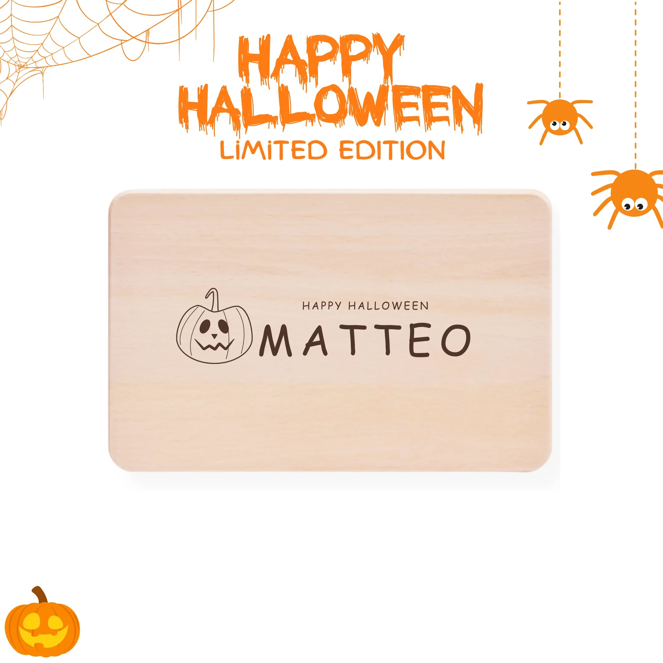 frühstücksbrettchen für kinder mit wunschname personalisiert im halloween kürbis motiv