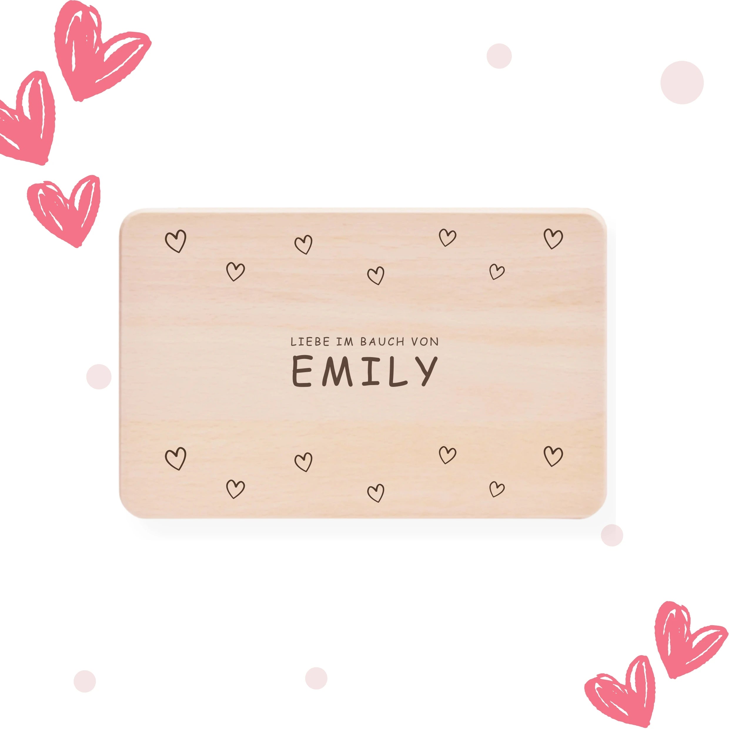 frühstücksbrettchen für kinder mit wunschname personalisiert und herzen