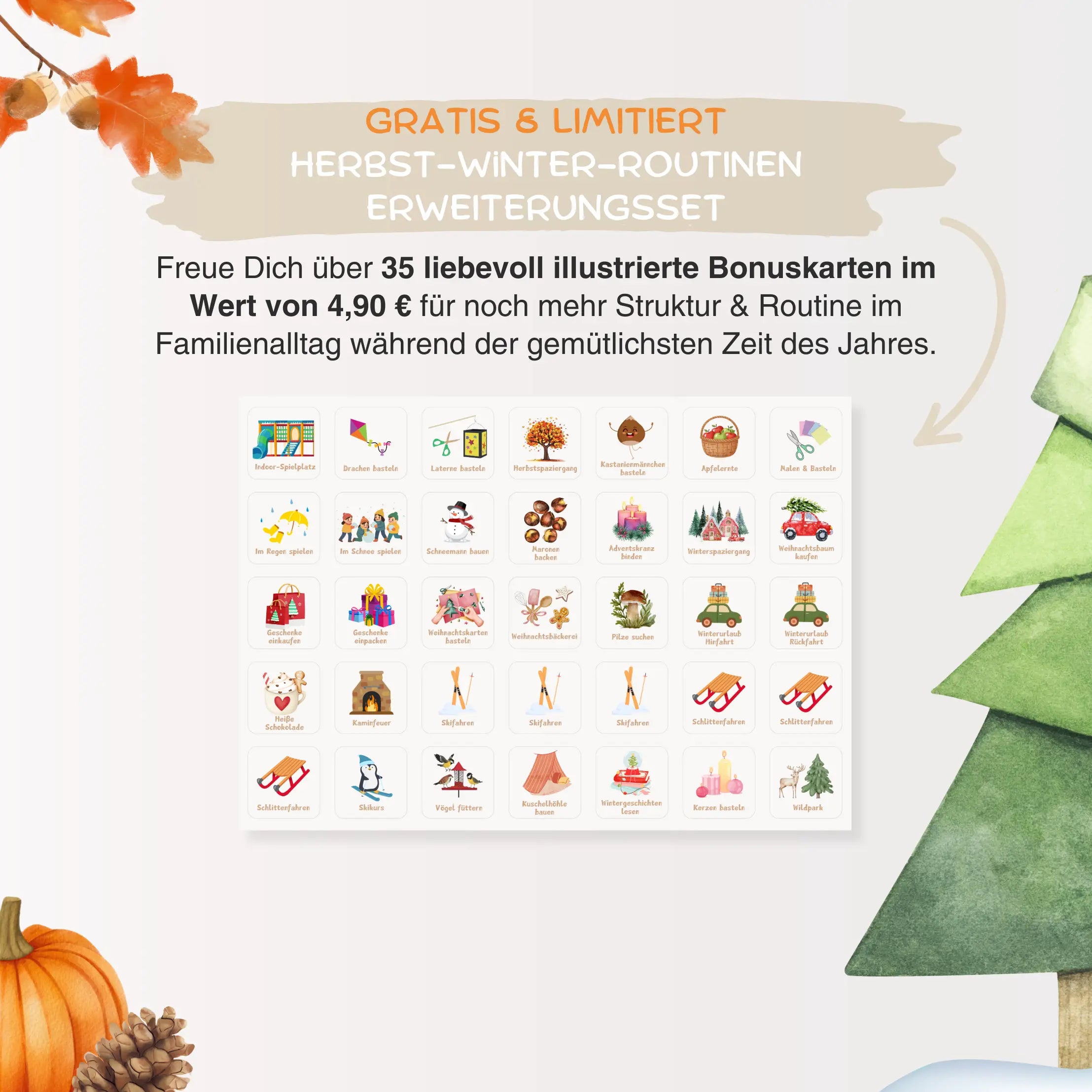 symbolkarten routineplaner kinder herbst winter erweiterungsset