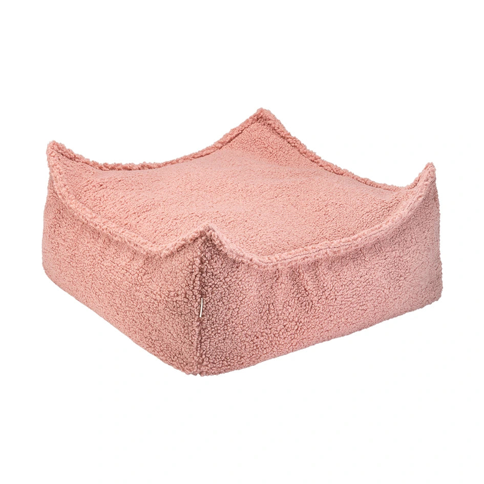 kinder bodenkissen von wigiwama aus teddystoff in rosa