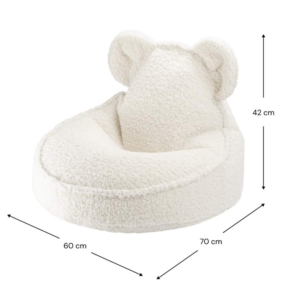 kinder sitzsack teddy bear von wigiwama aus teddystoff in creme mit maßen