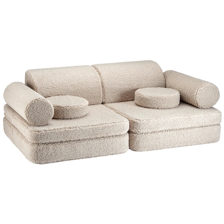 kinder spielsofa von wigiwama aus teddystoff in beige