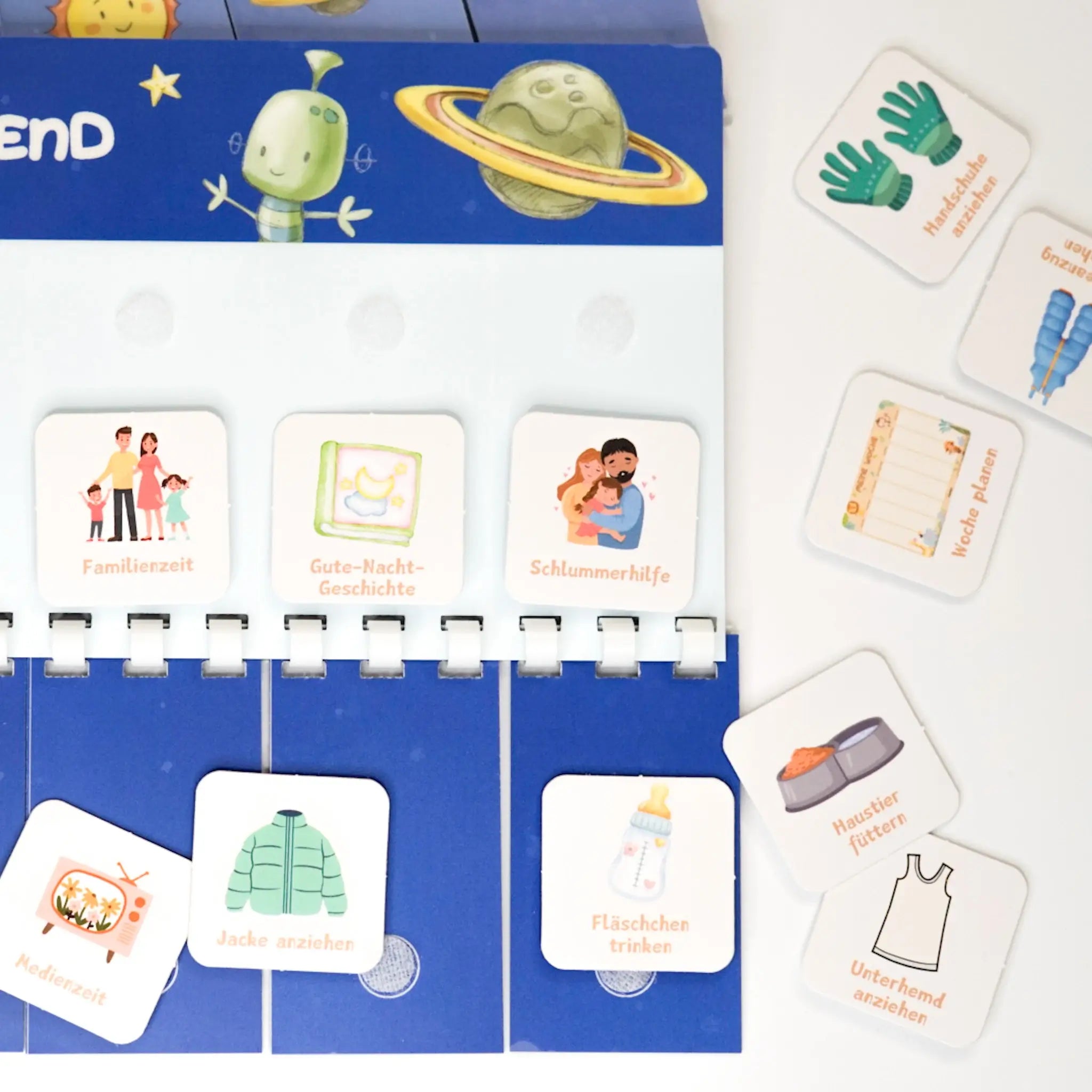 routineplaner für kinder in der draufsicht