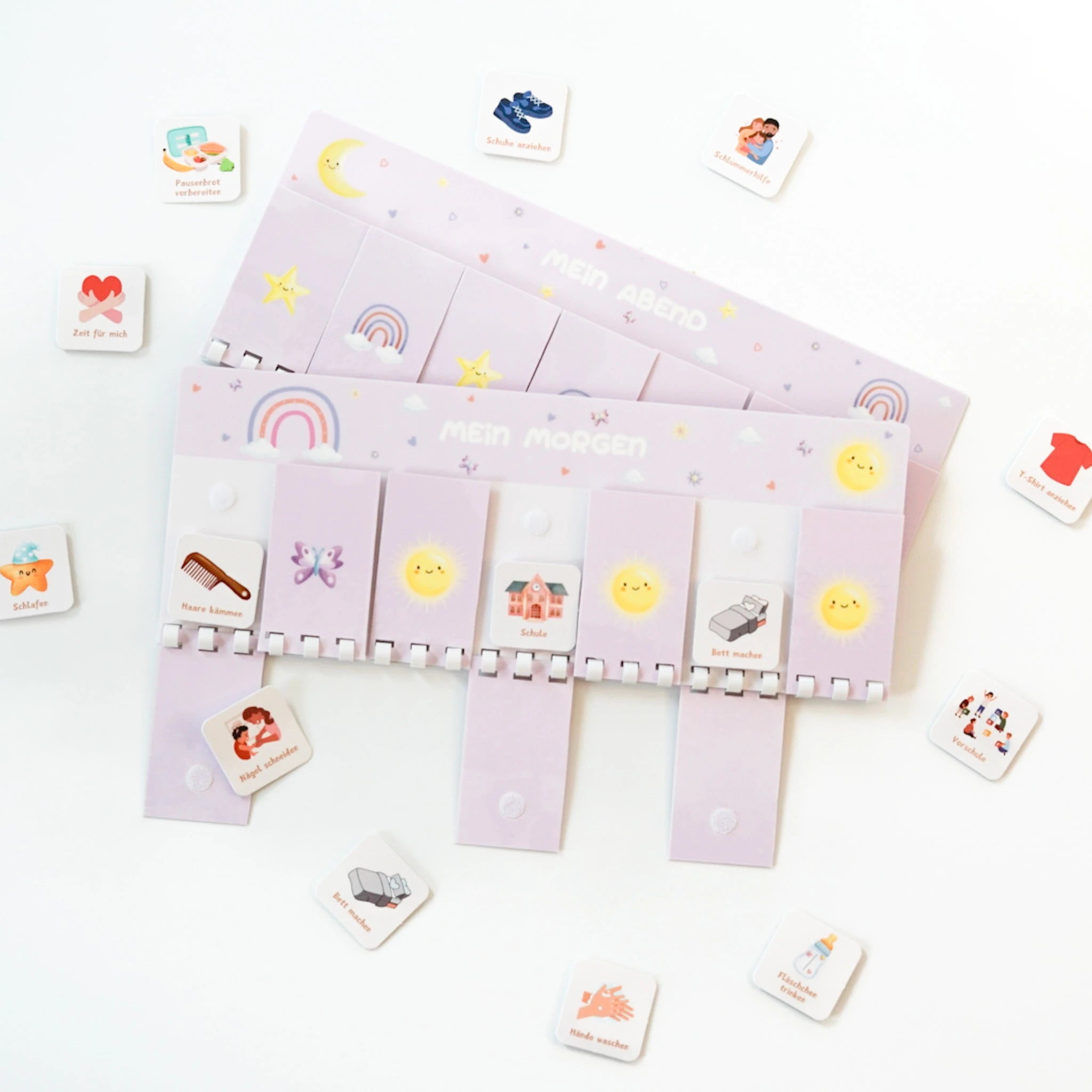 routineplaner kinder regenbogen design