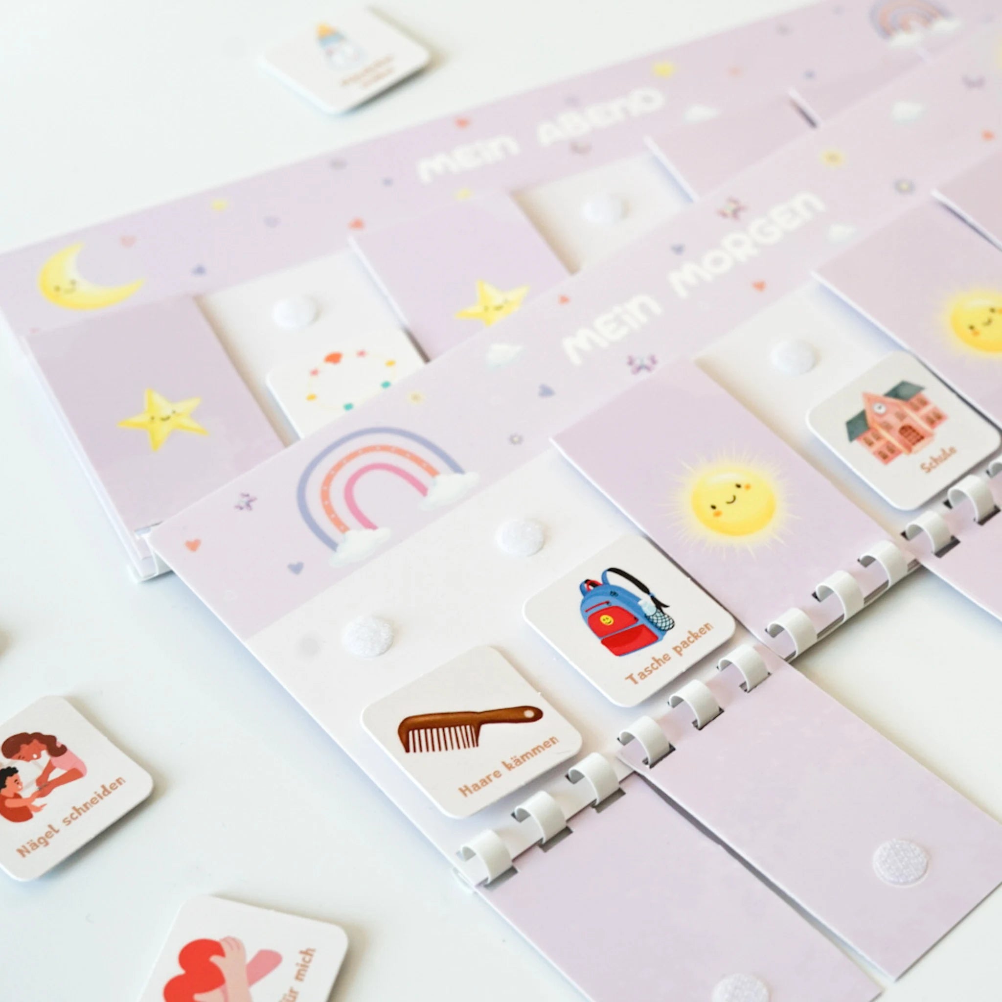 routineplaner kinder regenbogen design detailansicht