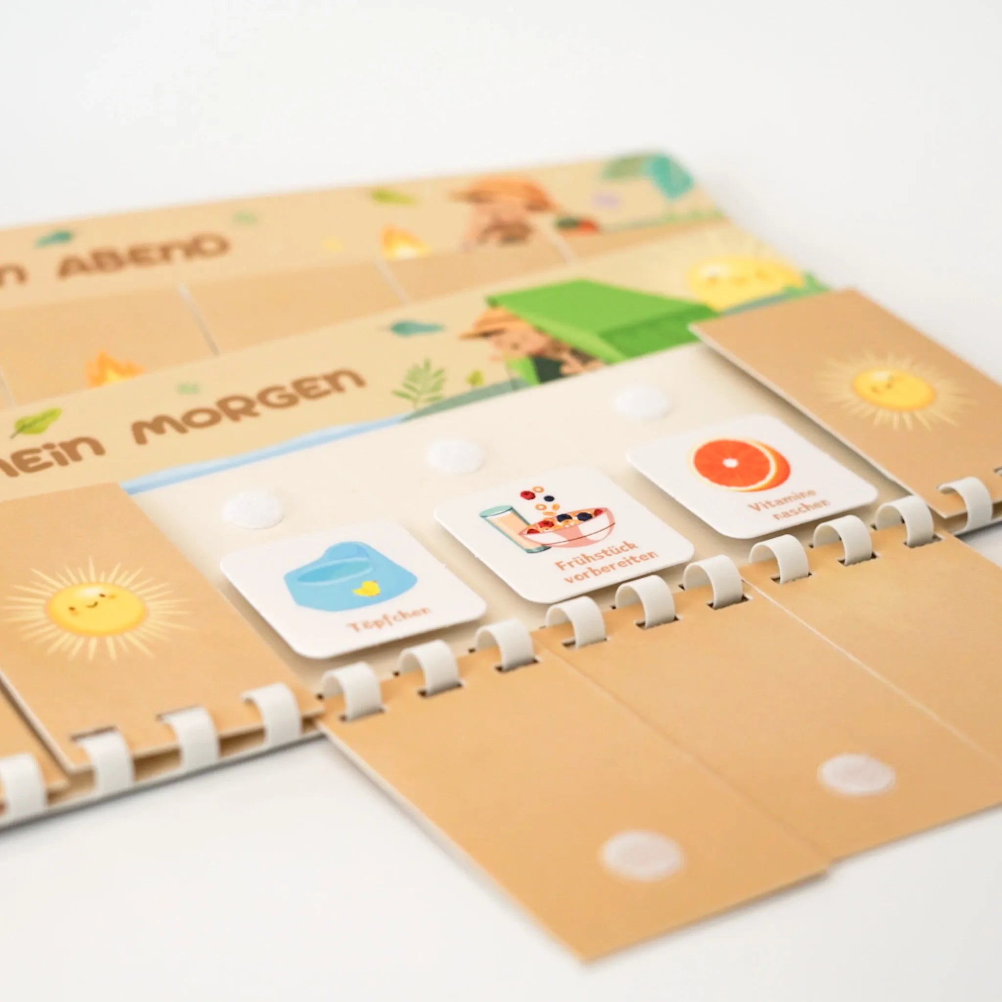 CHACHOU Routineplaner Wildlife mit bunten Symbolkarten für Kinder - Morgen- und Abendroutine