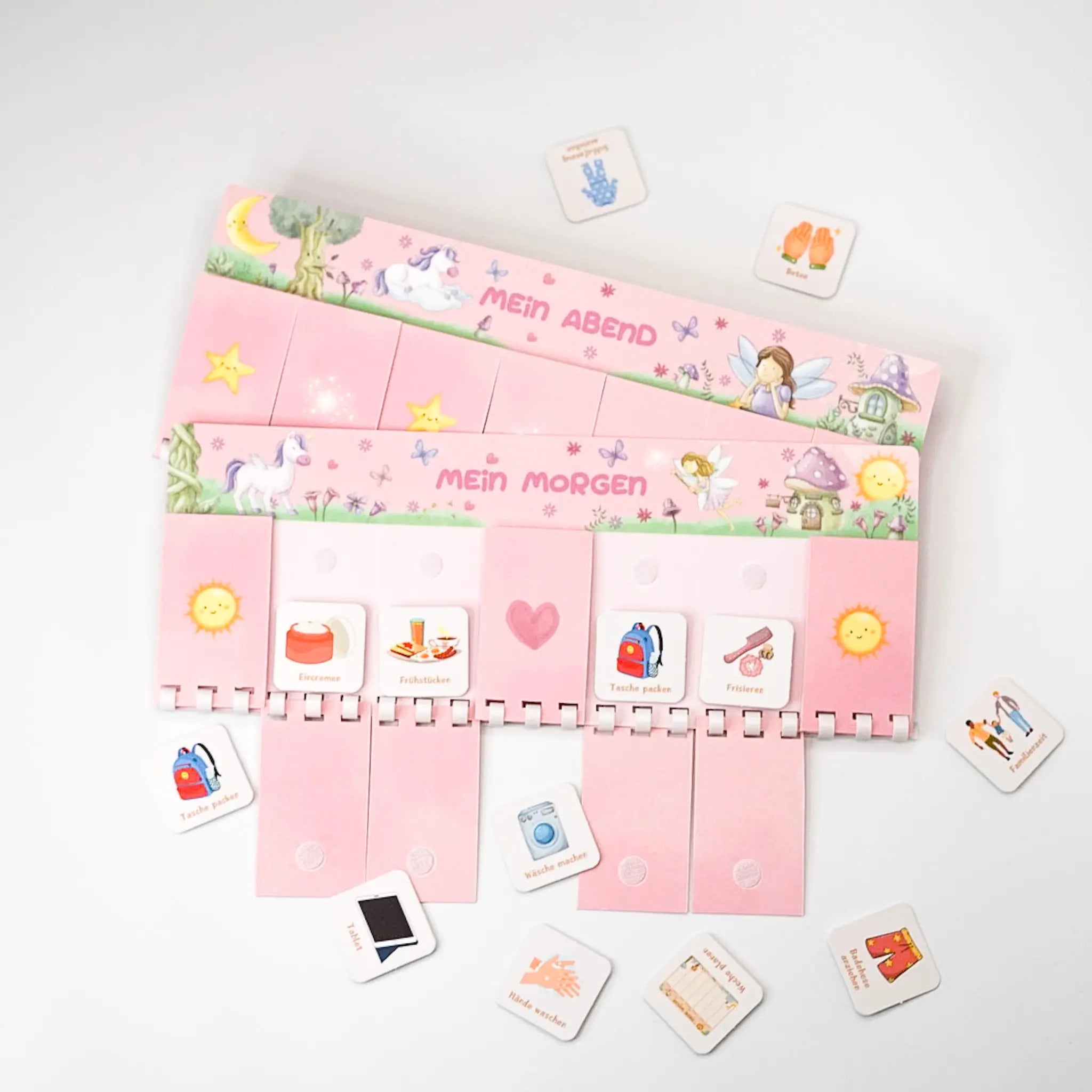 Routineplaner für Kinder Zauberwald Design - Morgen- und Abendplaner mit magnetischen Symbolkarten