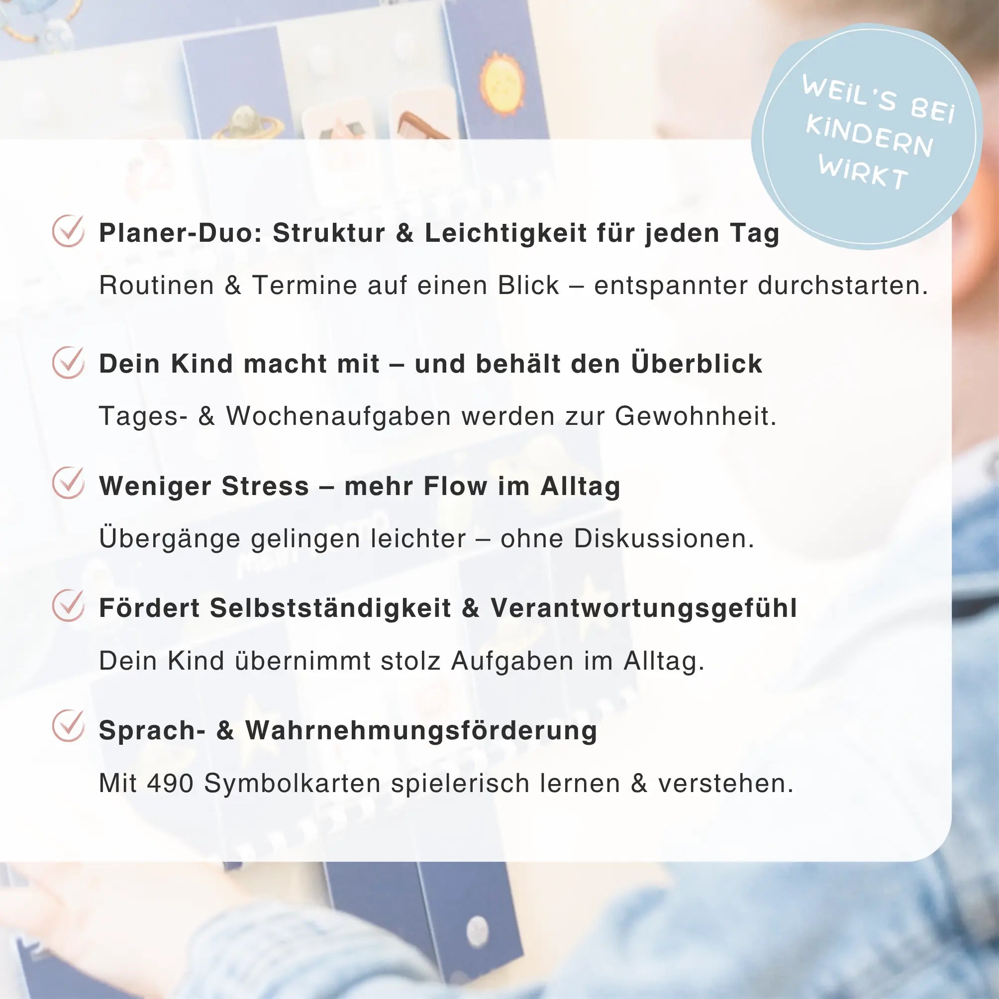 Vorteile des Routineplaner & Wochenplaner Starter Sets Planeten - Selbstständigkeit, Struktur und Zeitmanagement für Kinder