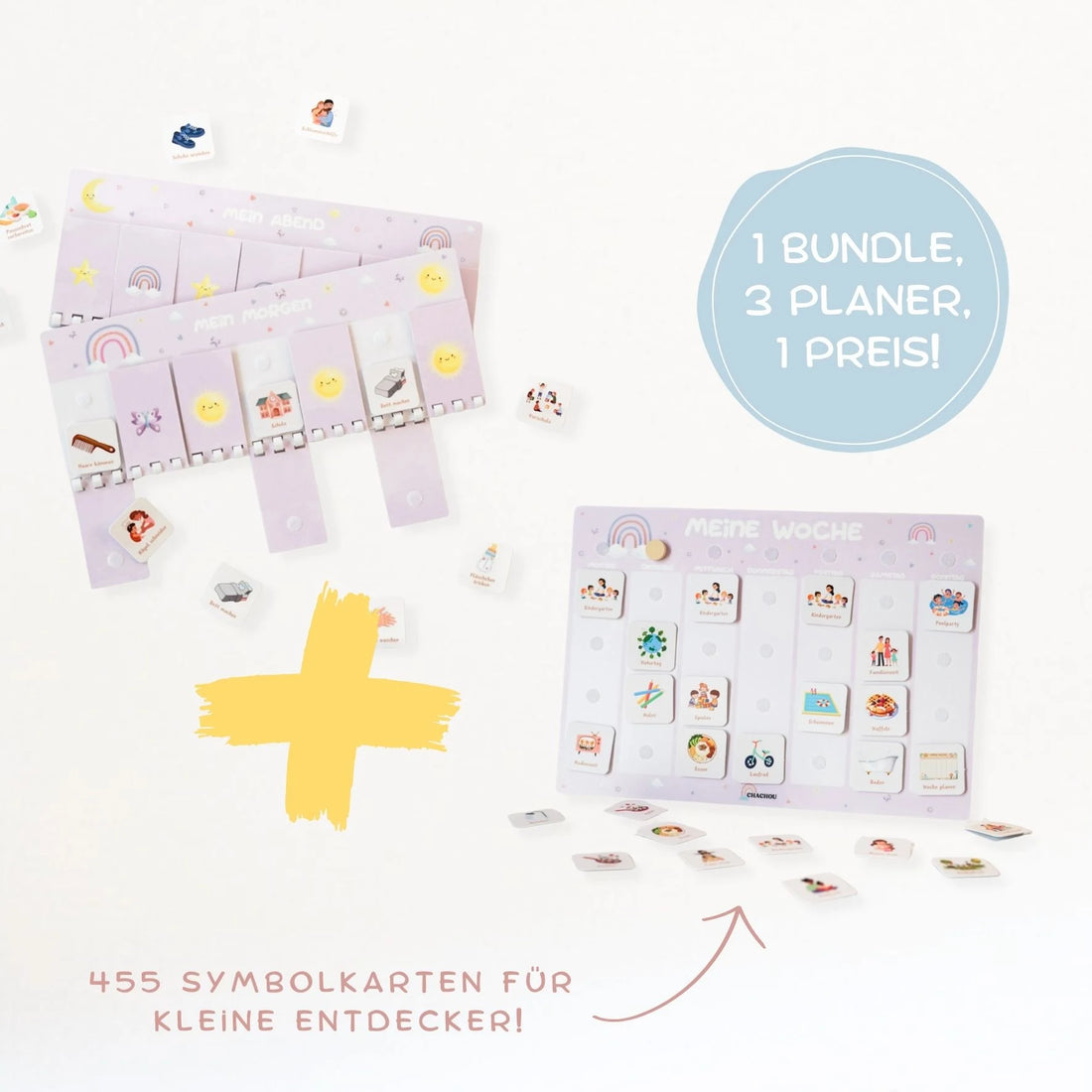 routineplaner & wochenplaner Starter Set regenbogen für kinder