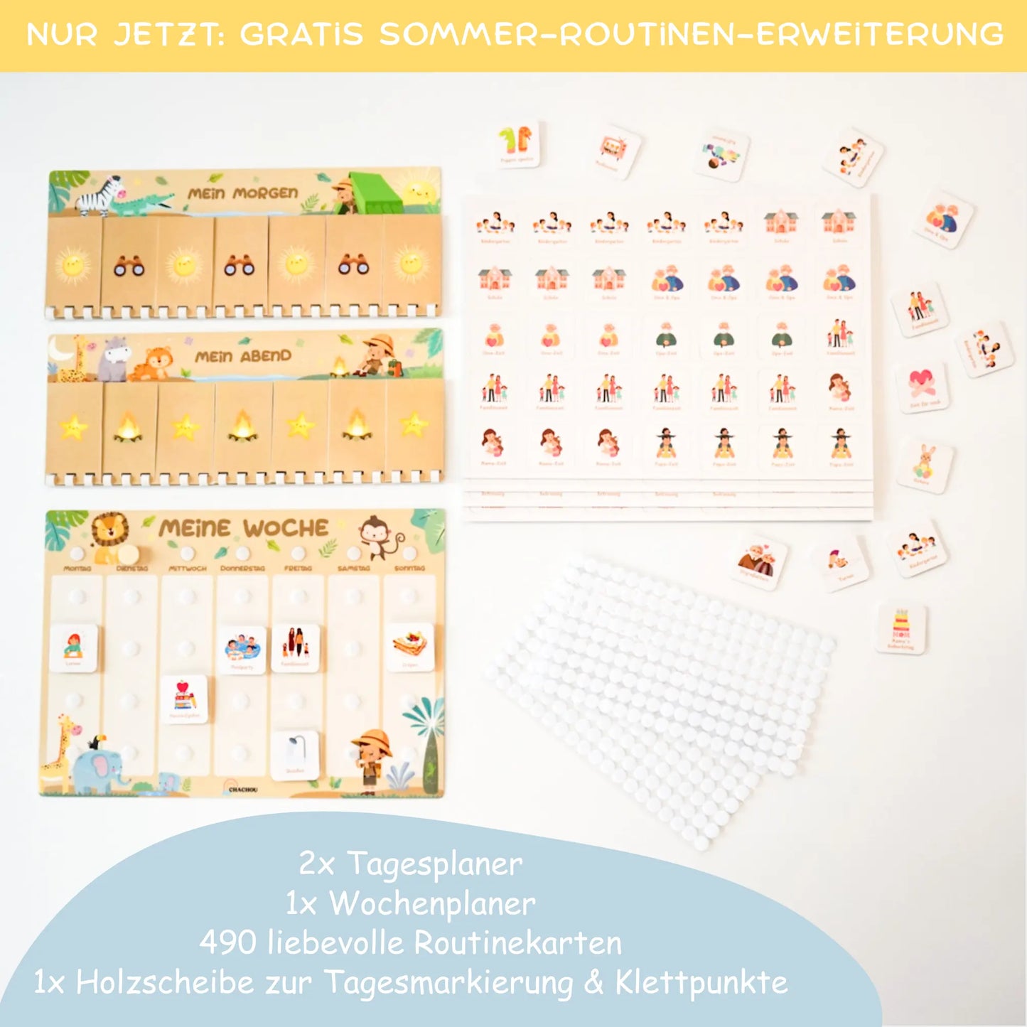 Routineplaner & Wochenplaner Set für Kinder – WILDLIFE (inkl. GRATIS Sommer-Routinen-Set)