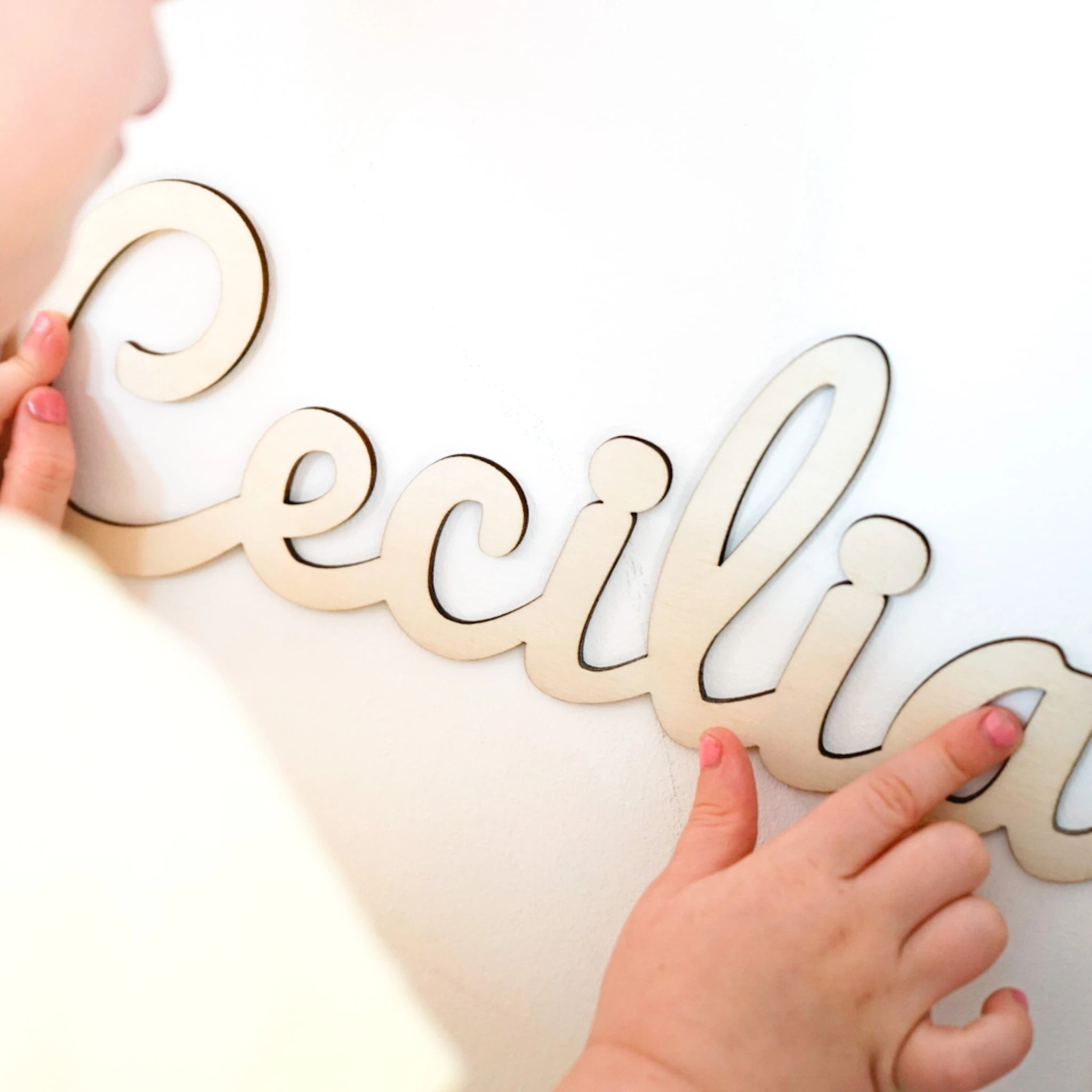 personalisierter schriftzug für kinder in detailansicht