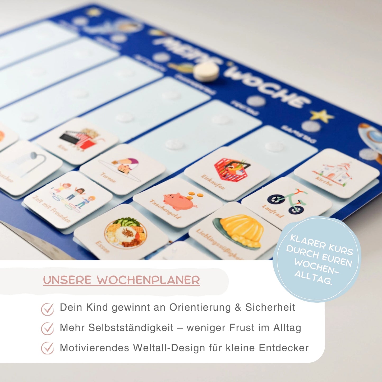 wochenplaner für kinder planeten mit kurzer erklärung