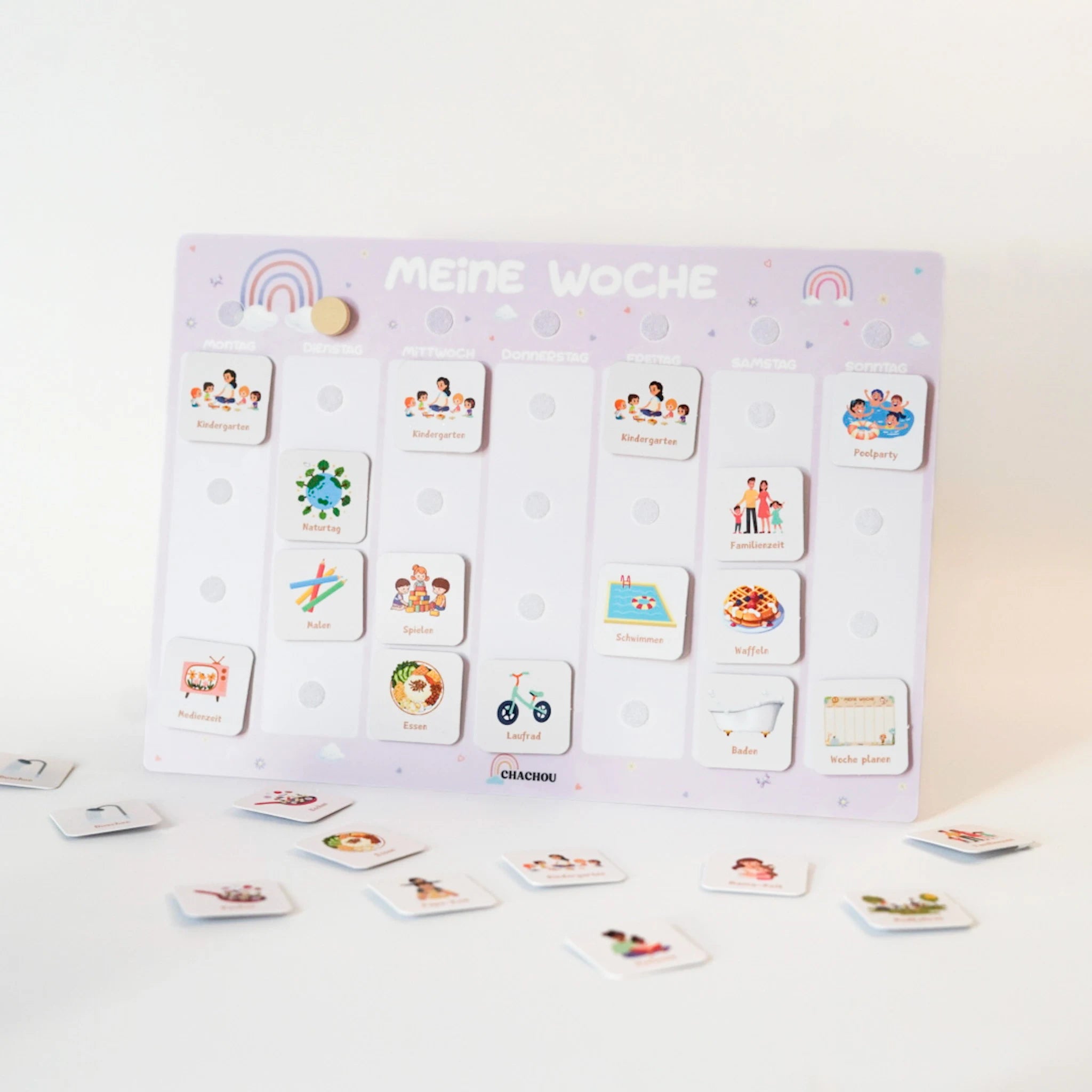 wochenplaner für kinder im regenbogen design