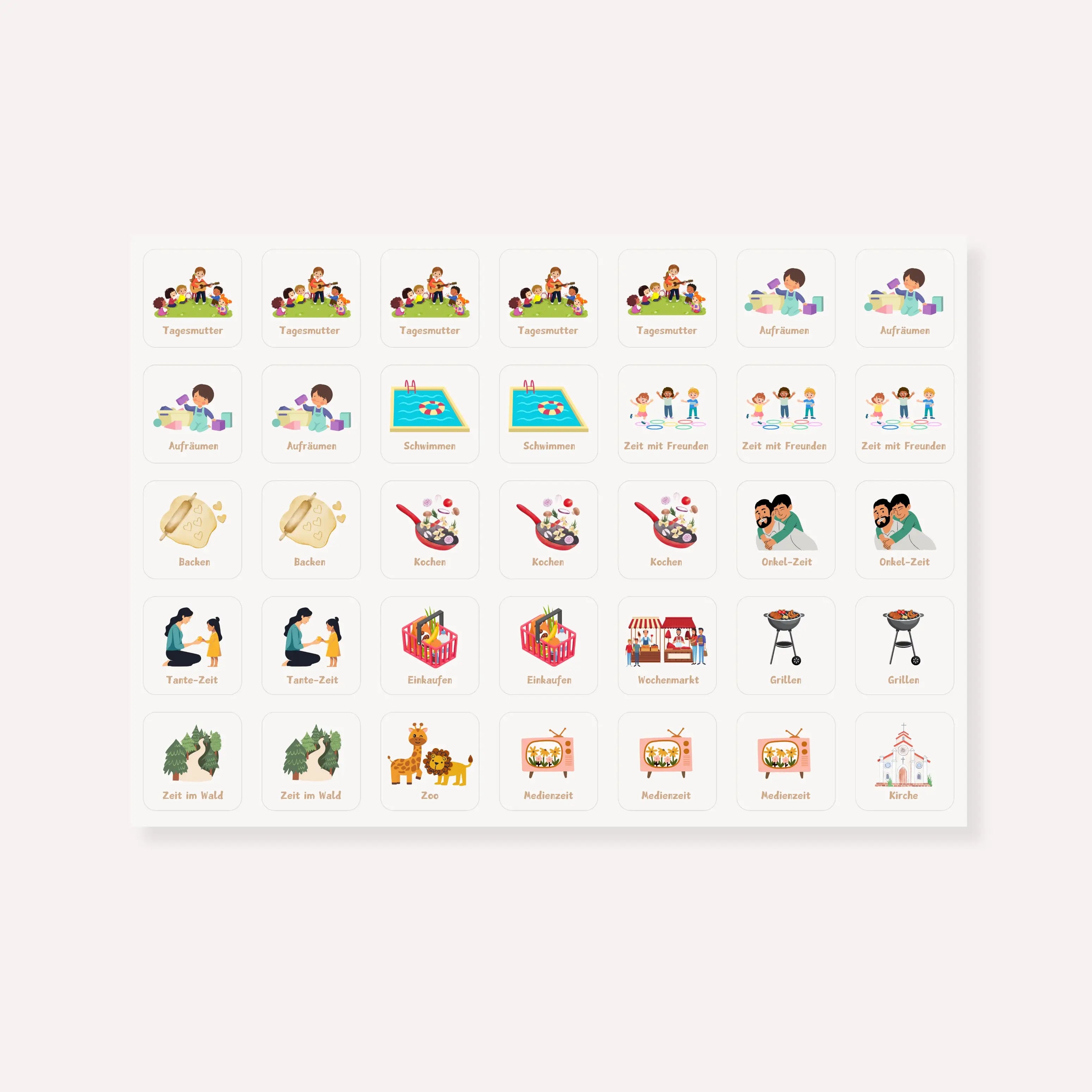 Wochenplaner Symbolkarten (Einzelseite)