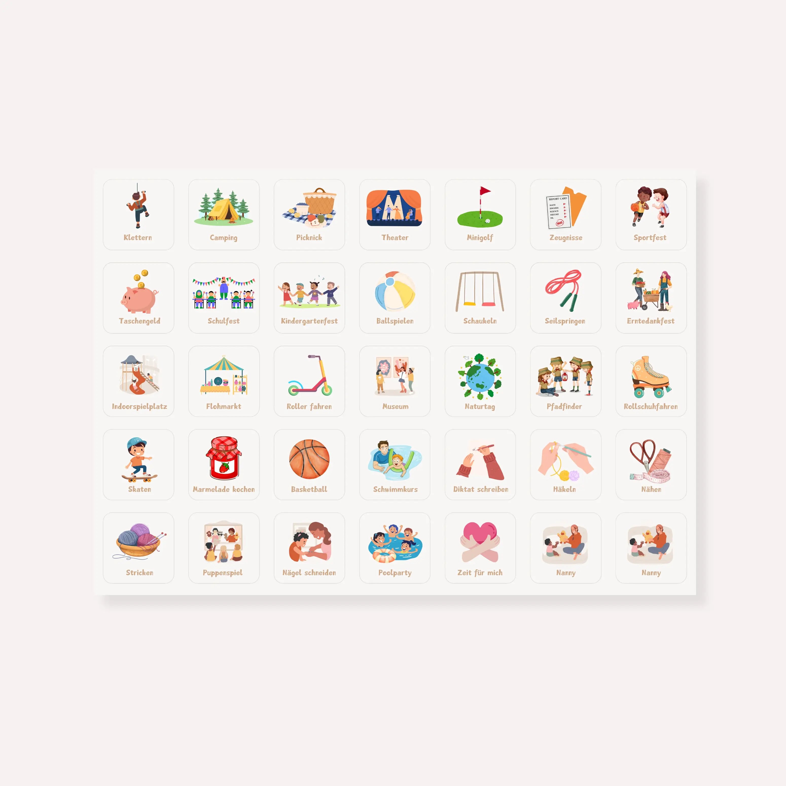 Wochenplaner Symbolkarten (Einzelseite)