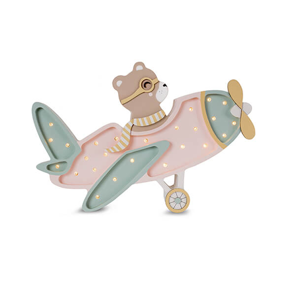 HandgemachterKinderlampe im fliegendem Teddy Look aus Holz in Flieger