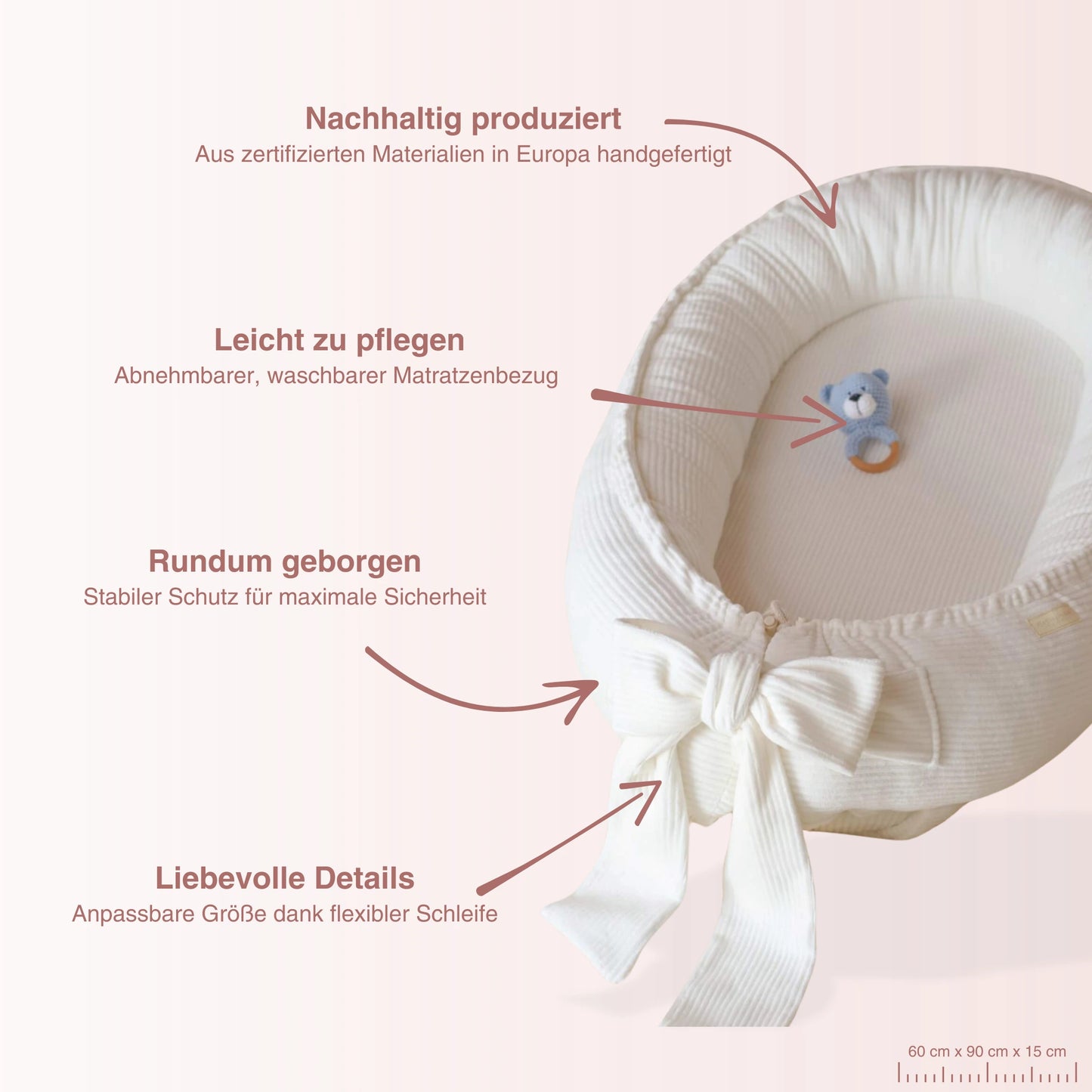 Baby Nestchen Cord in Creme für Neugeborene