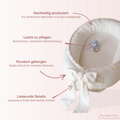 Baby Nestchen Cord in Creme für Neugeborene