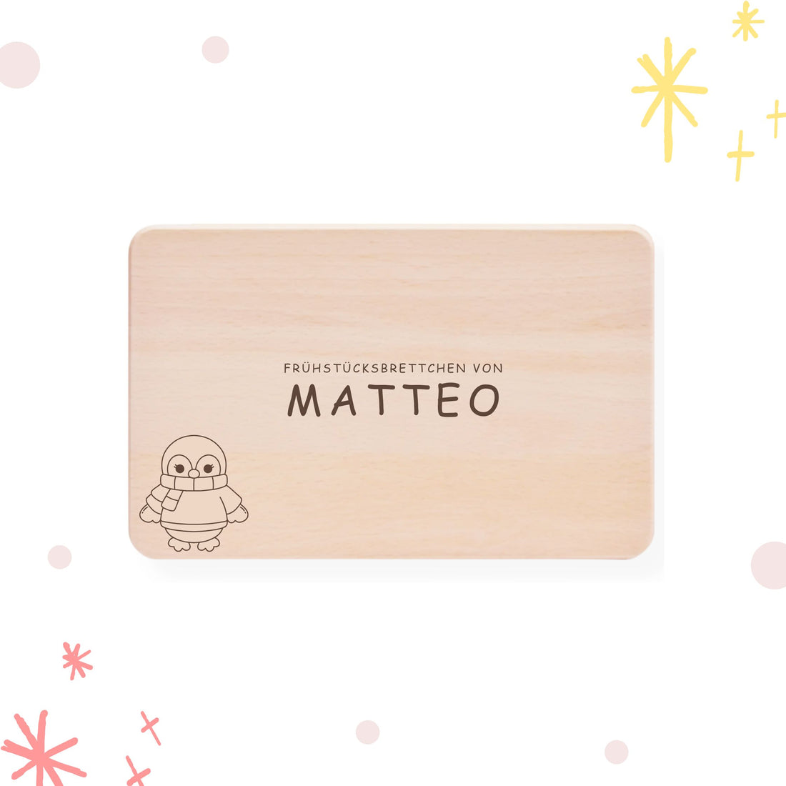 Frühstücksbrettchen für Kinder - personalisiert | Pinguin