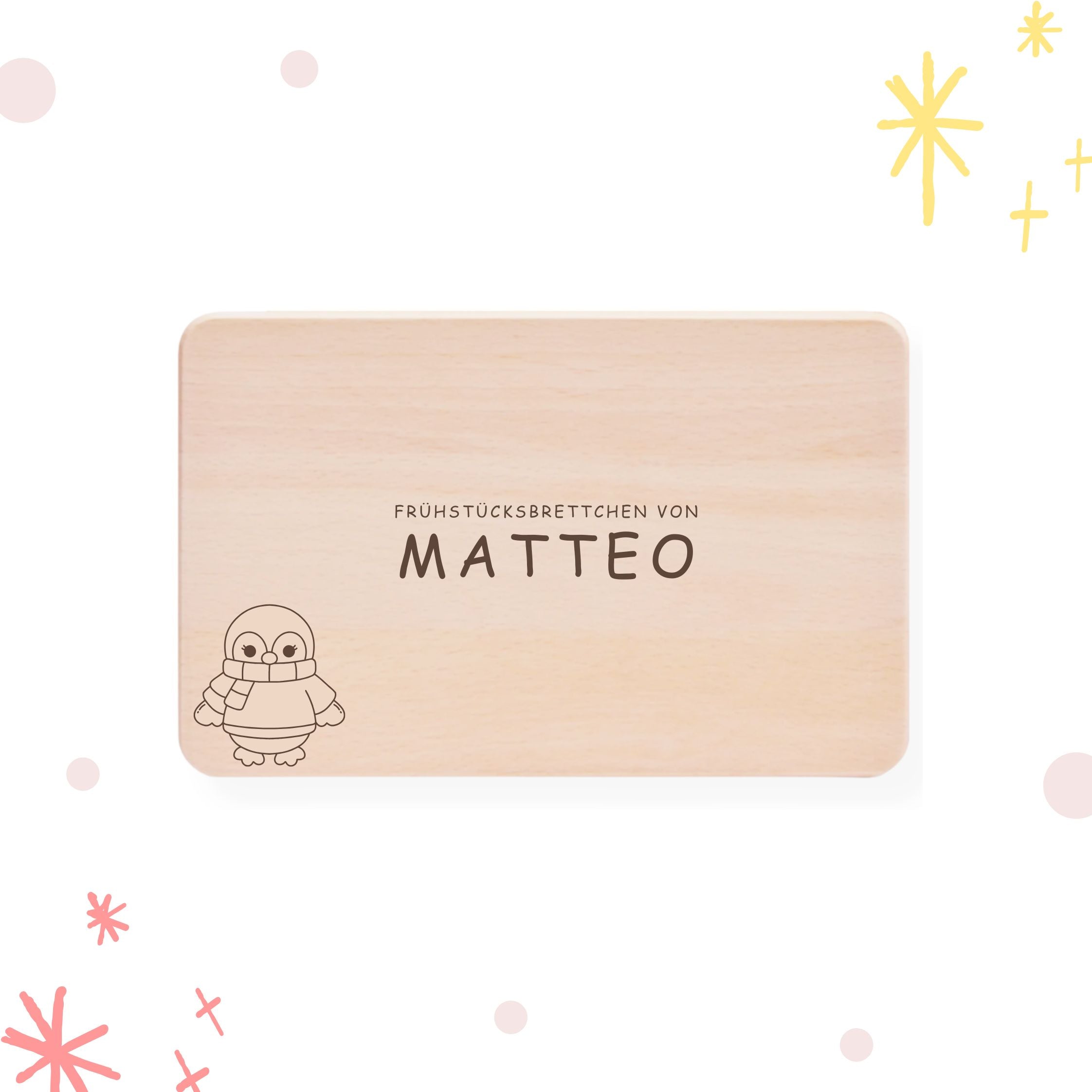 Frühstücksbrettchen für Kinder - personalisiert | Pinguin