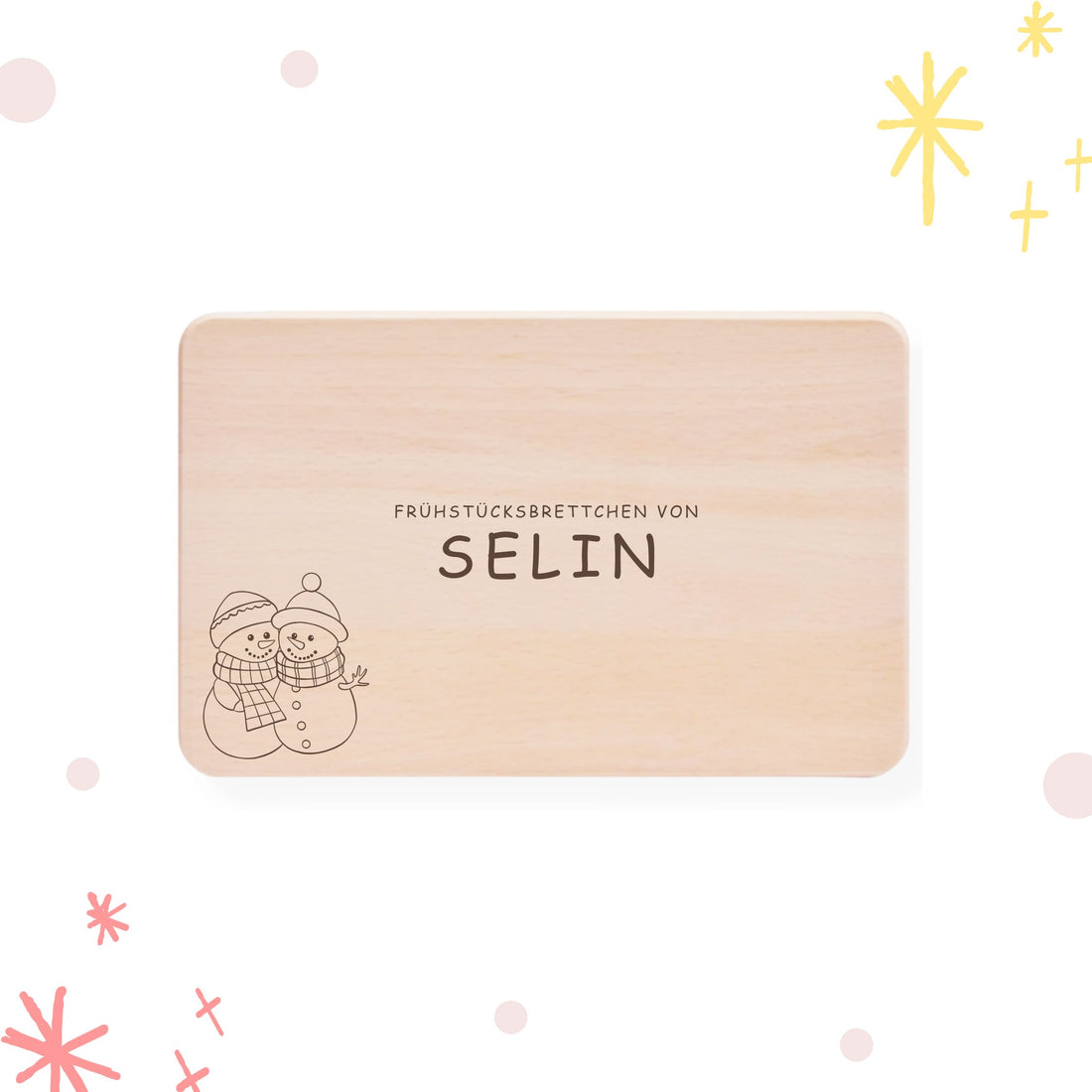 Frühstücksbrettchen für Kinder - personalisiert | Schneemann