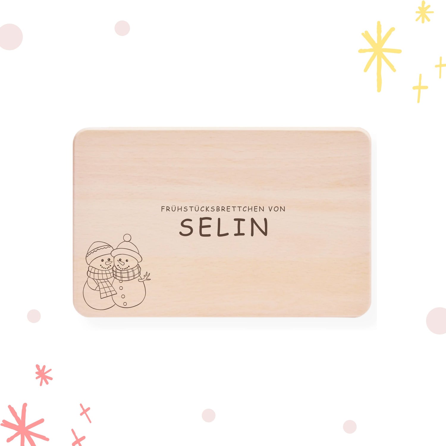 Frühstücksbrettchen für Kinder - personalisiert | Schneemann