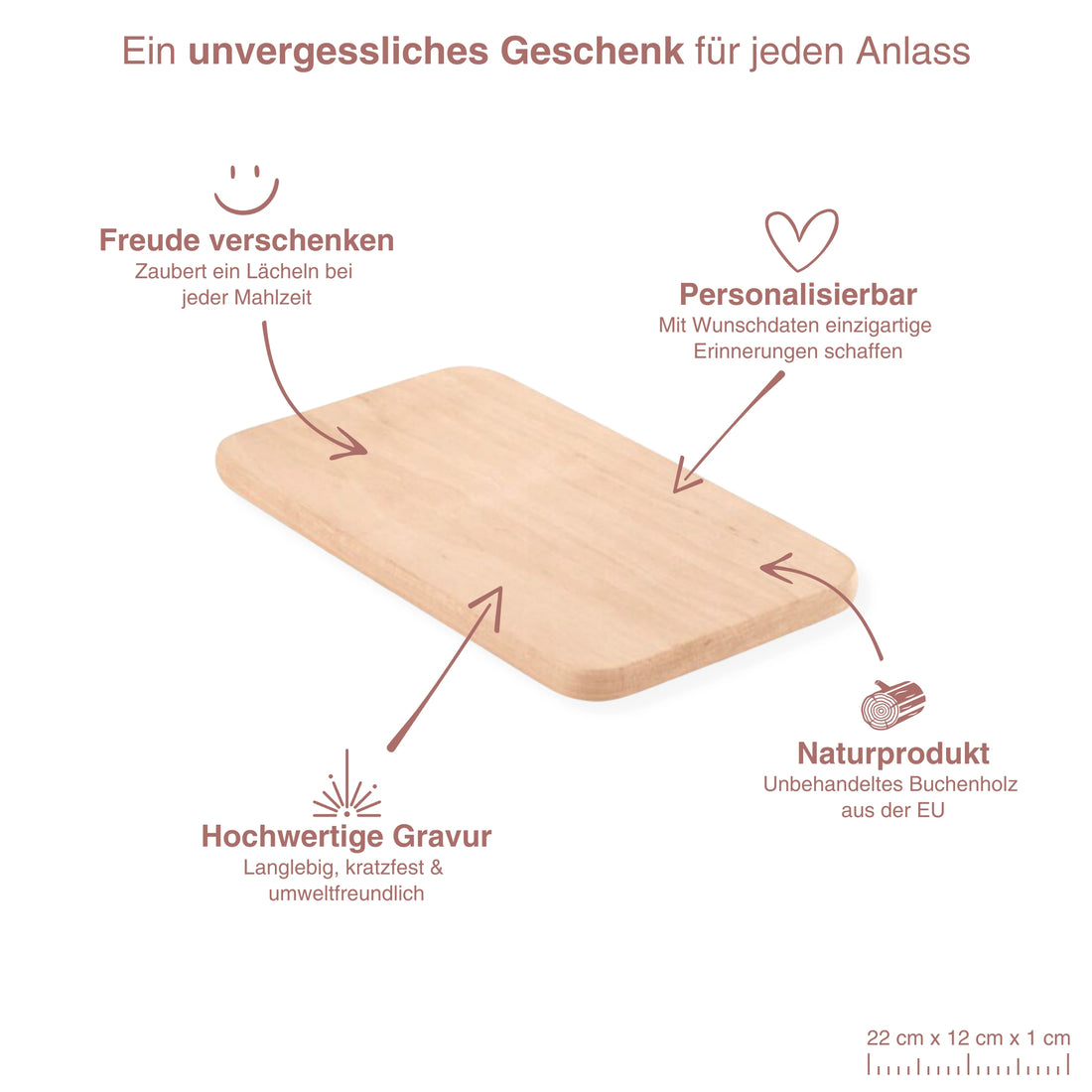 Frühstücksbrettchen für Kinder - personalisiert | SMILEY