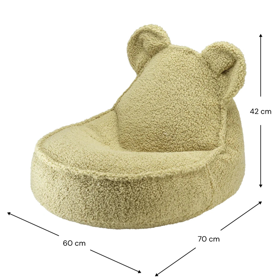 kinder sitzsack teddy bear von wigiwama aus teddystoff in hellgruen mit maßen