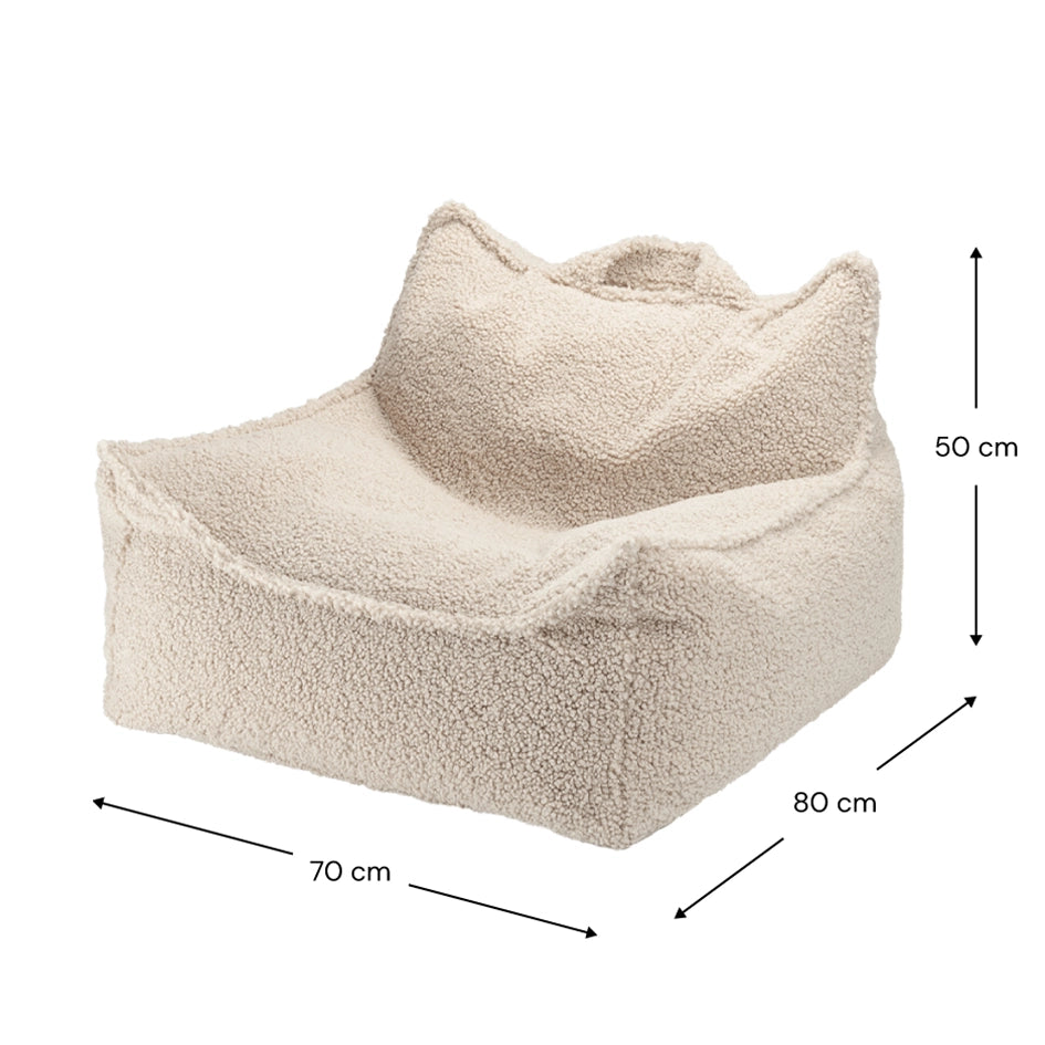 kinder sitzsack von wigiwama aus teddystoff in beige mit maßen