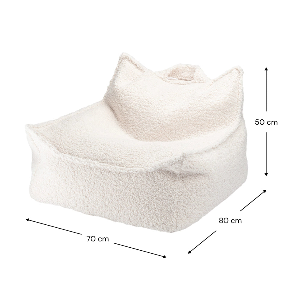 kinder sitzsack von wigiwama aus teddystoff in creme mit maßen