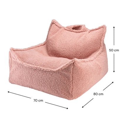 kinder sitzsack von wigiwama aus teddystoff in rosa mit maßen