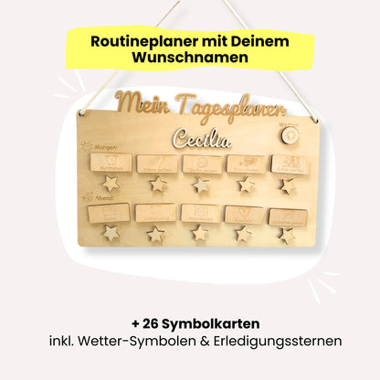 Routineplaner für Kinder – Holz | Personalisiert | Morgen &amp; Abend (inkl. 24 Symbole)
