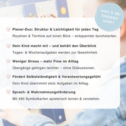 Routineplaner & Wochenplaner Set für Kinder – PLANETEN (inkl. GRATIS Sommer-Routinen-Set)