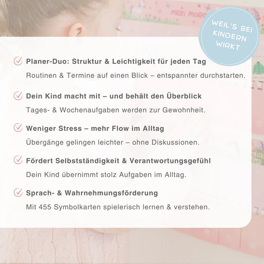 Routineplaner & Wochenplaner Set für Kinder – Zauberwald inkl. 455 Karten