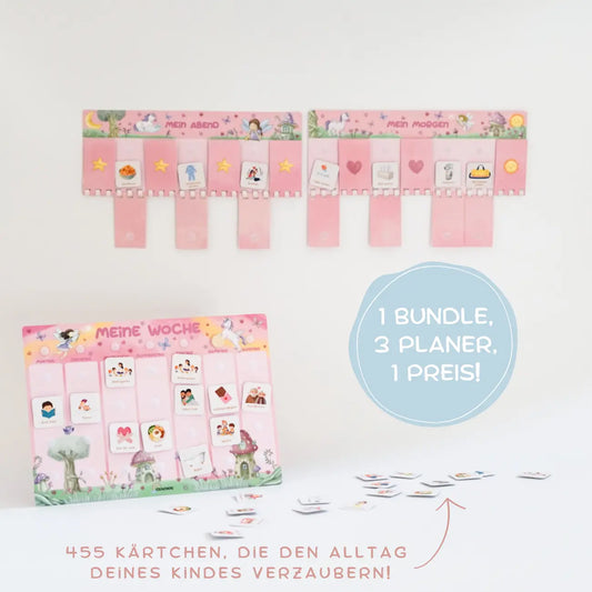 Routineplaner & Wochenplaner Set für Kinder – Zauberwald inkl. 455 Symbolkarten
