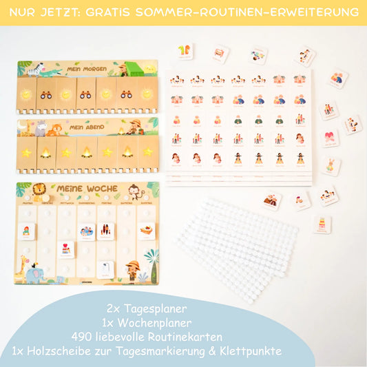 Routineplaner & Wochenplaner Set für Kinder – WILDLIFE inkl. Sommer-Routinen-Set