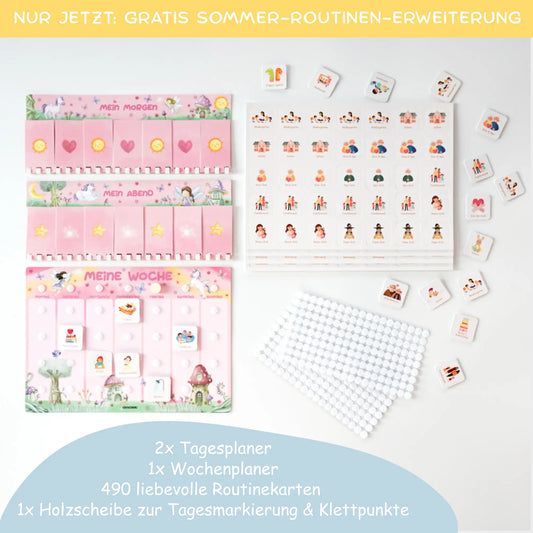Routineplaner & Wochenplaner Set für Kinder – ZAUBERWALD inkl. Sommer-Routinen-Set