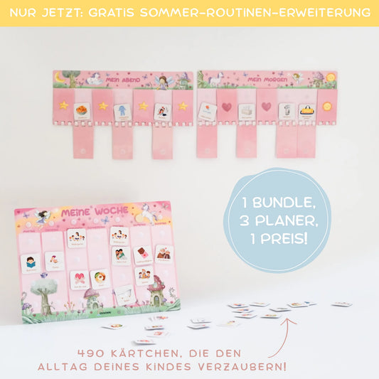 Routineplaner & Wochenplaner Set für Kinder – ZAUBERWALD inkl. Sommer-Routinen-Set