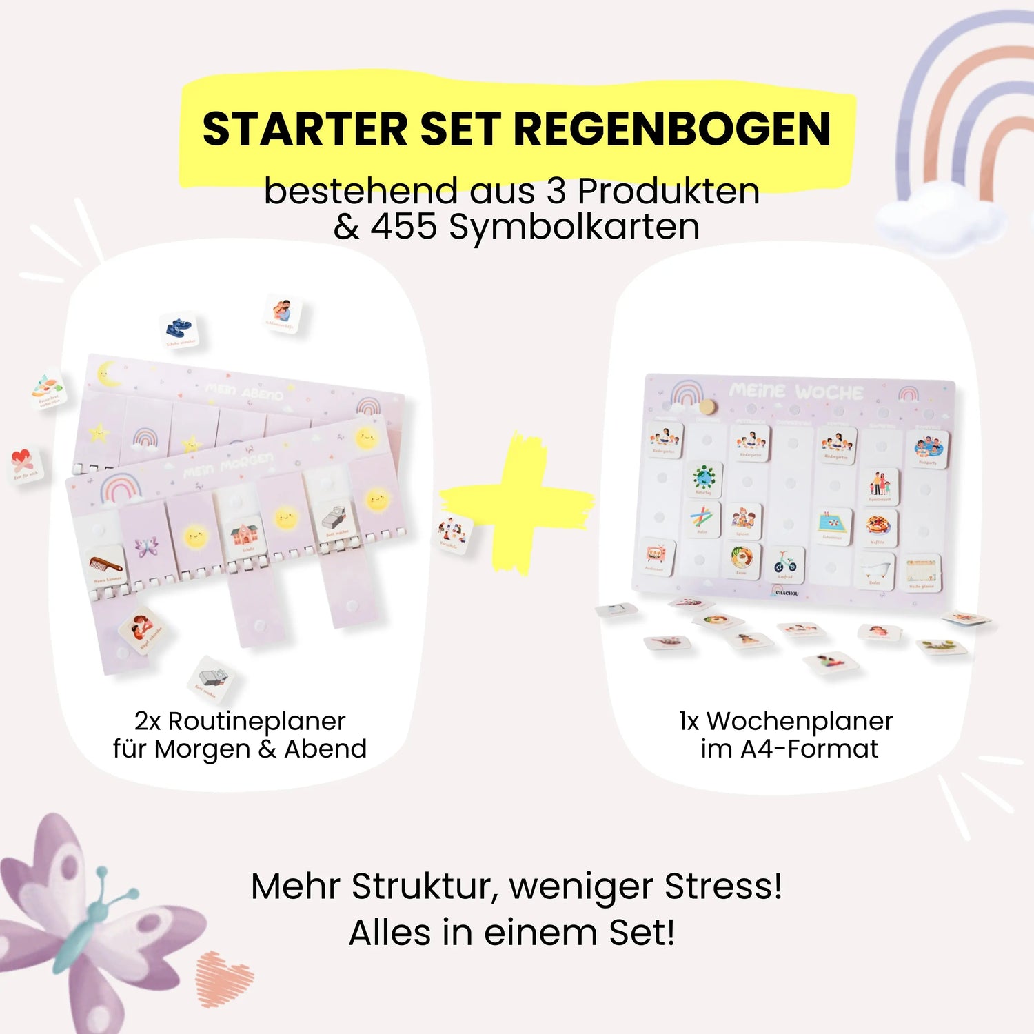 Routineplaner &amp; Wochenplaner Starter Set – REGENBOGEN (inkl. 490 Symbole)