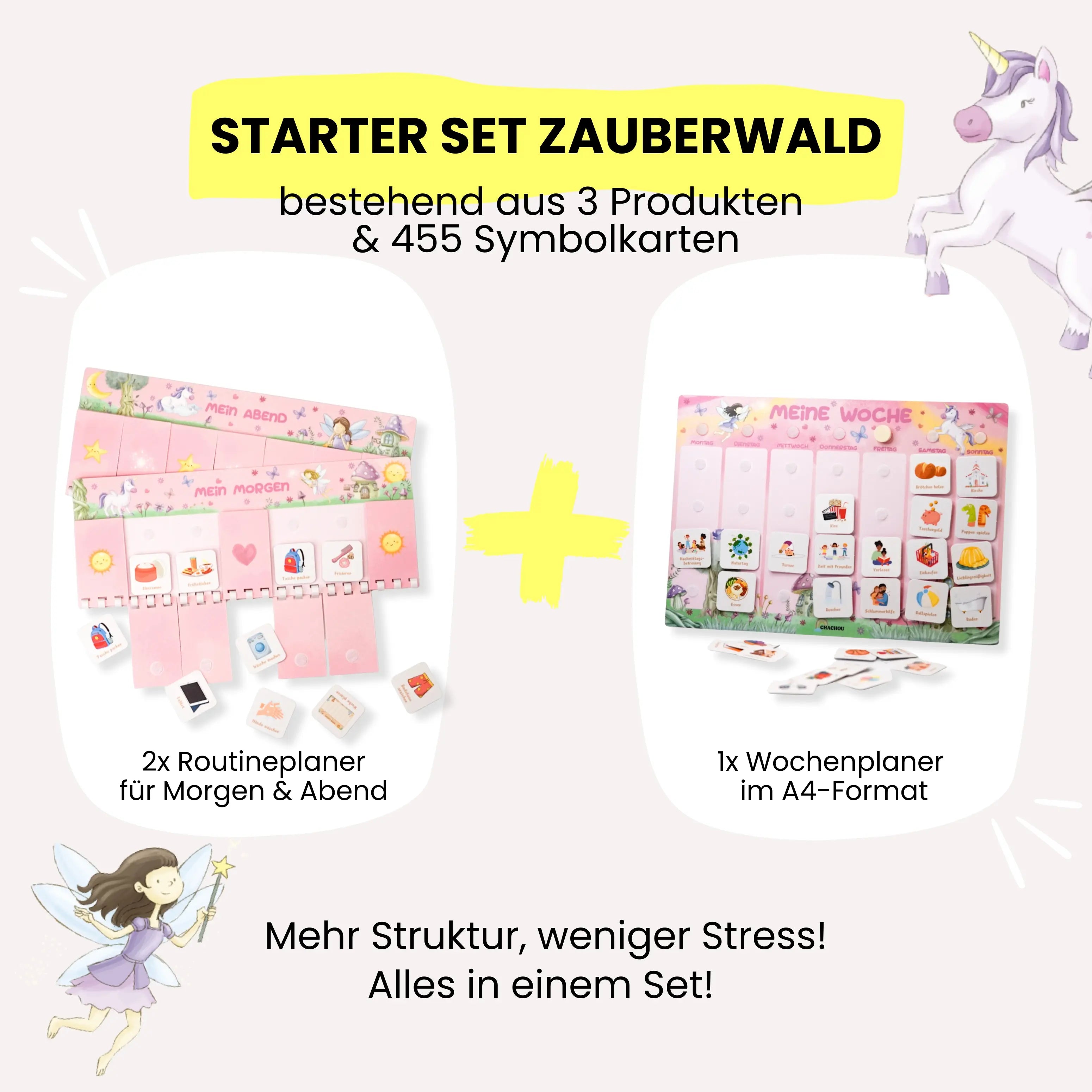 Routineplaner &amp; Wochenplaner Starter Set – ZAUBERWALD (inkl. 490 Symbole)