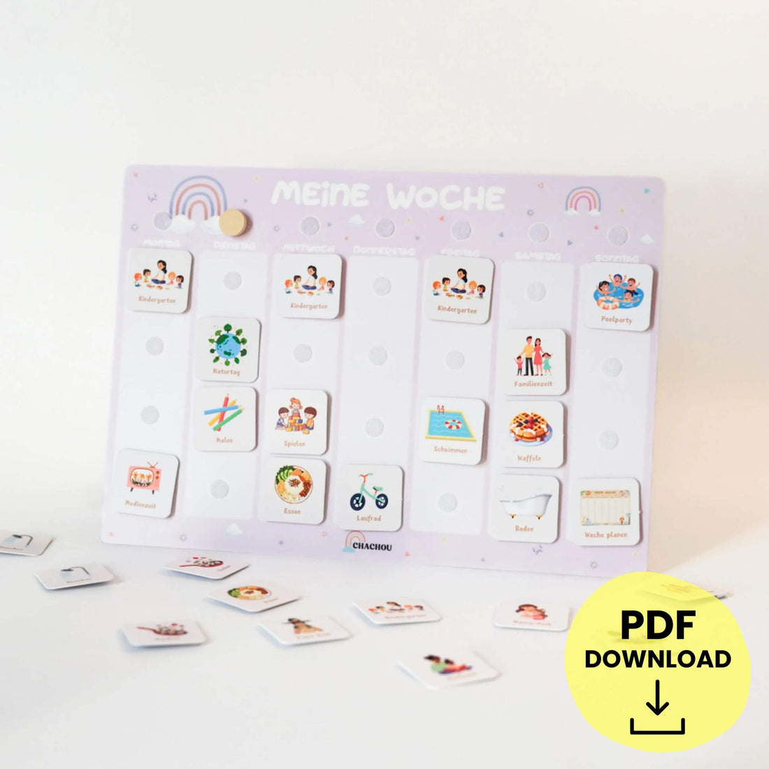 Wochenplaner für Kinder – REGENBOGEN inkl. 315 Symbole | PDF Download