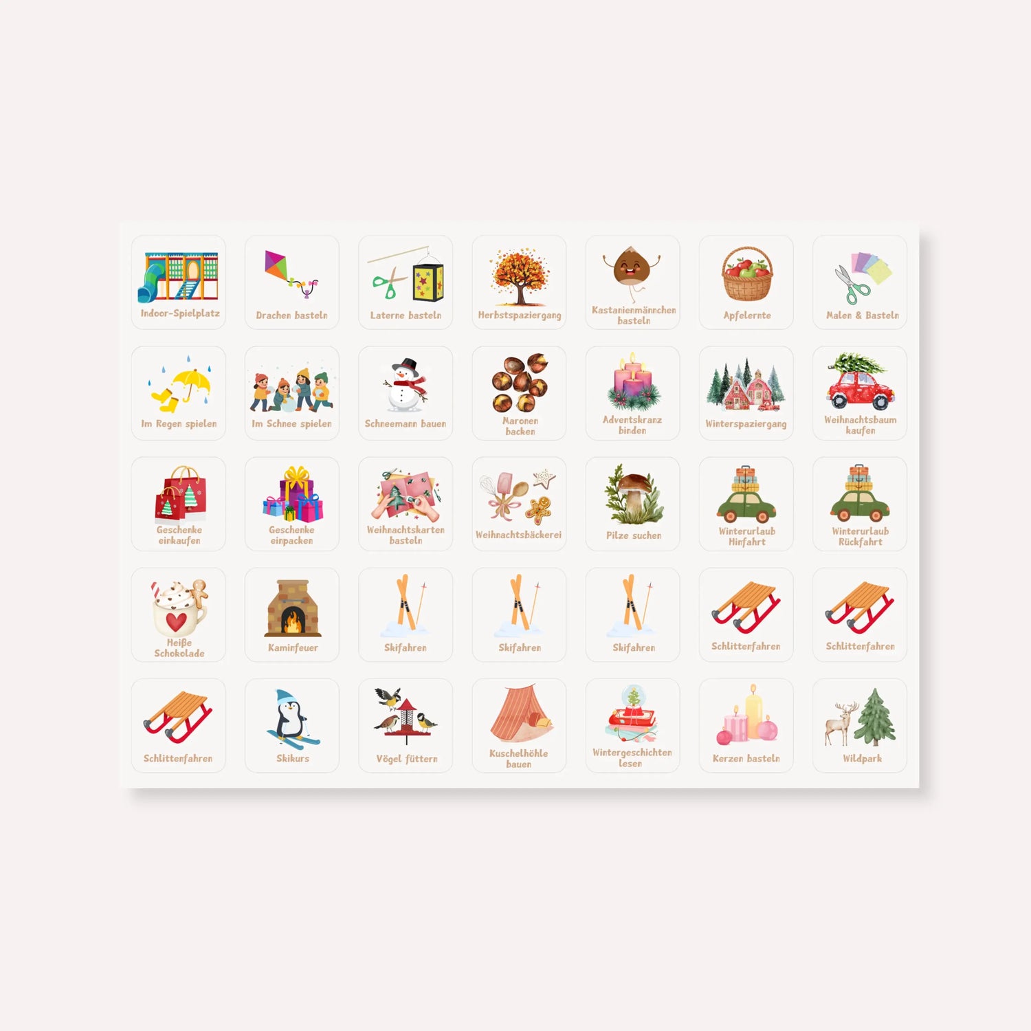 Wochenplaner Symbolkarten (Einzelseite)