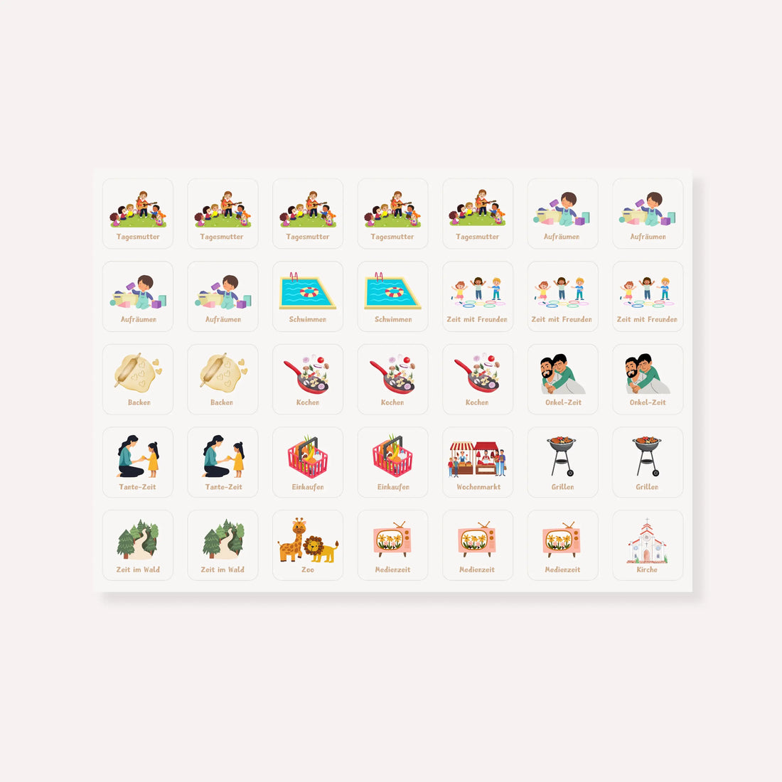 Wochenplaner Symbolkarten (Einzelseite)