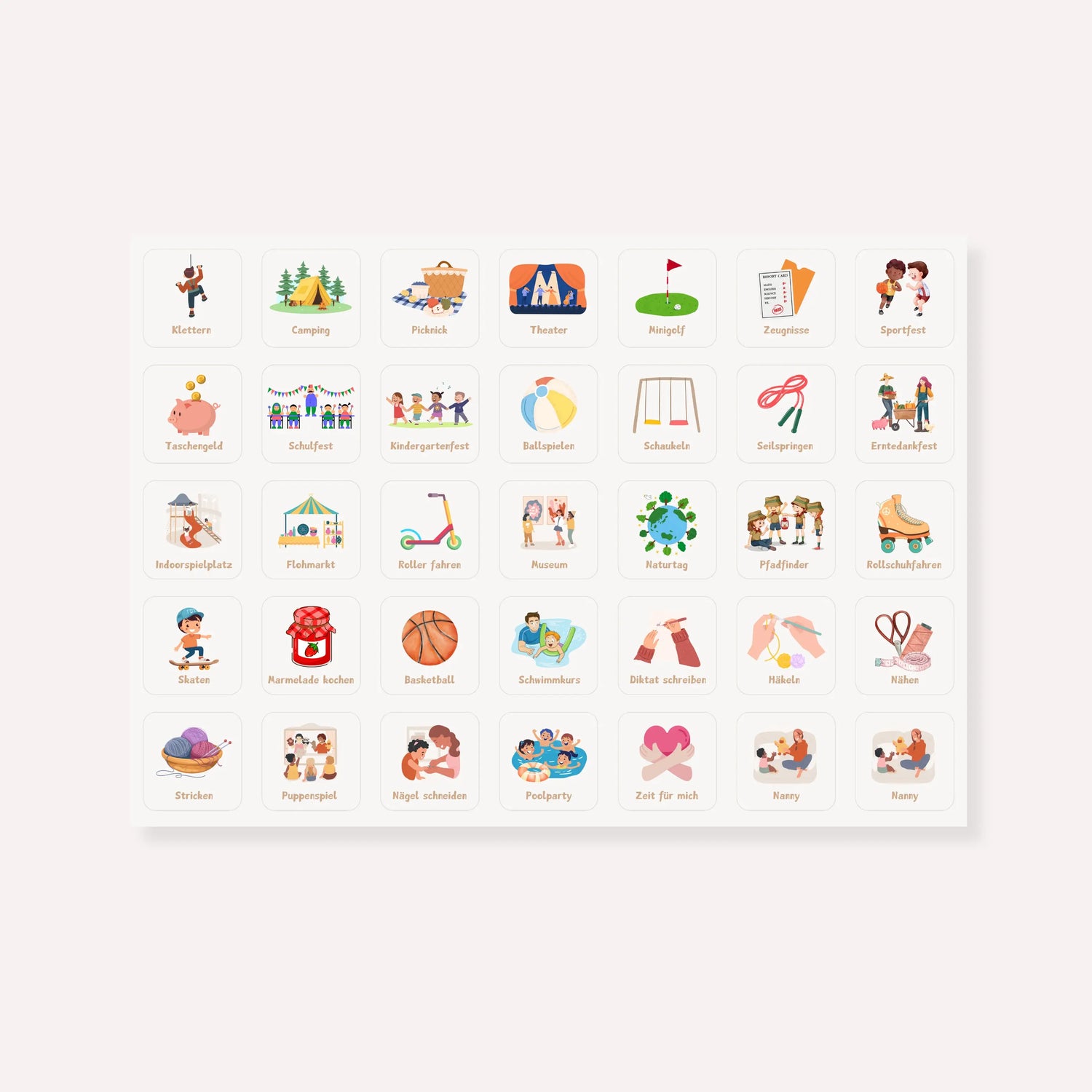 Wochenplaner Symbolkarten (Einzelseite)