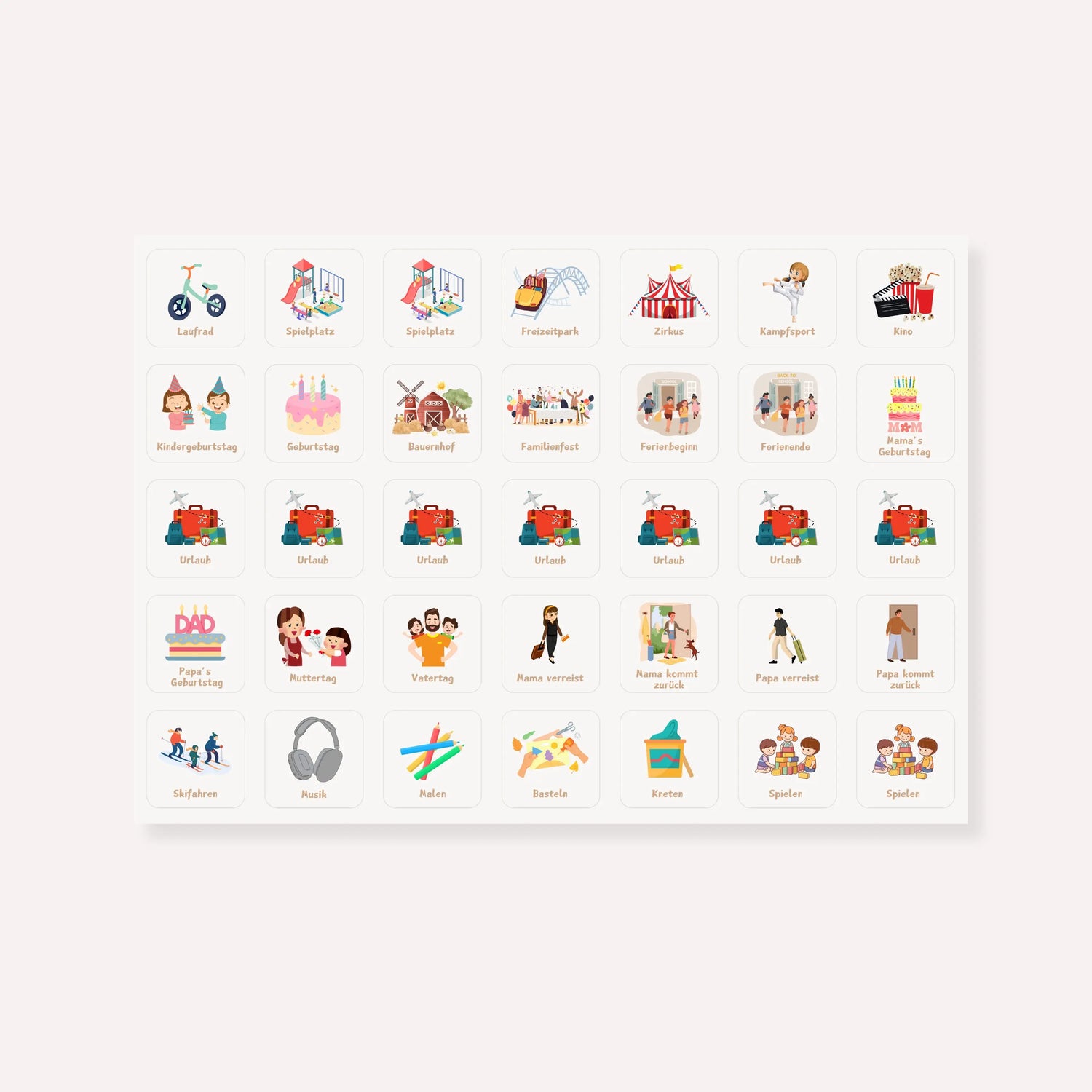 Wochenplaner Symbolkarten (Einzelseite)