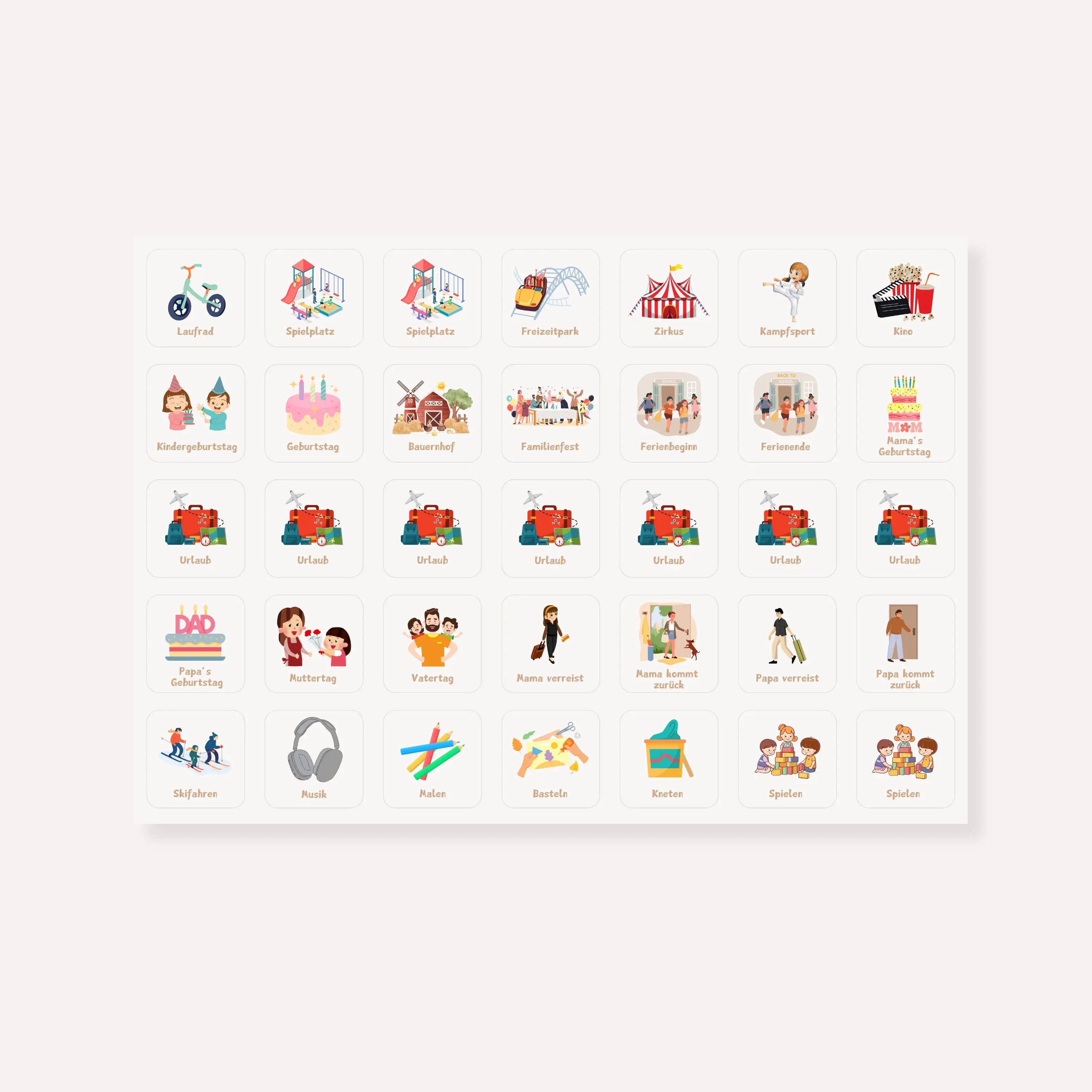 Wochenplaner Symbolkarten (Einzelseite)